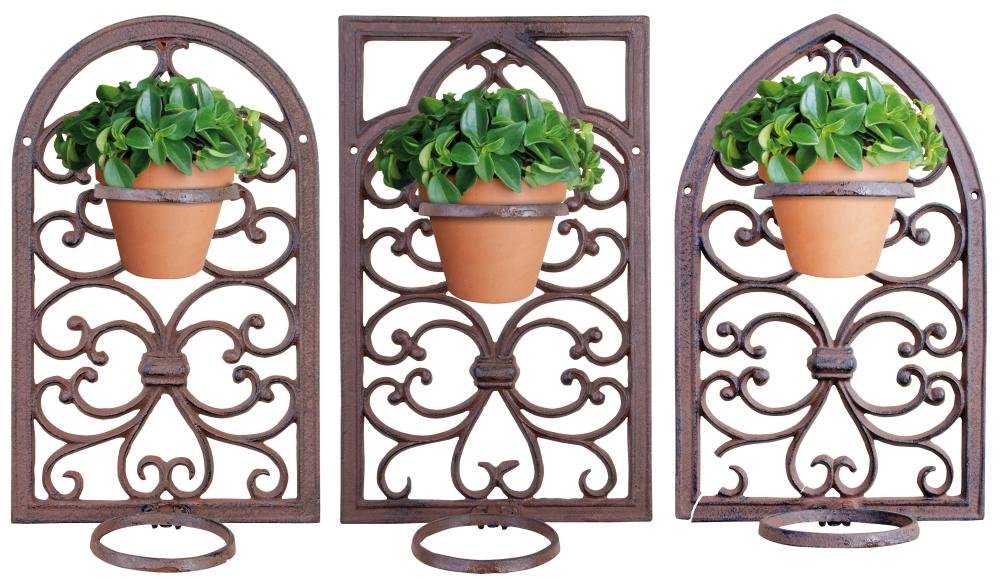 Esschert Design Cast Iron Window Frame with Pot Rings - Set of 3 for Hanging Plants, Herbs & Kitchen Storage - Perfect for Indoor & Outdoor Decor