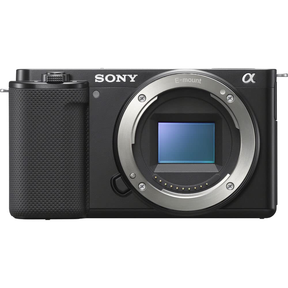 Sony ZV-E10 Mirrorless Camera Body (Black) with 64GB Memory Card, Camera Bag, Card Reader, HDMI Cable, Flex Tripod, Hand Strap & Cleaning Kit - Perfect for Vlogging, YouTube Content Creation & Travel Photography (Renewed)