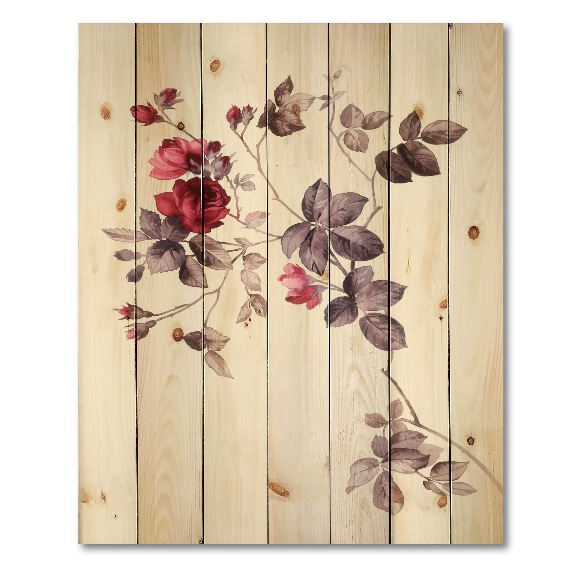 DesignQ Purple Wildflowers II Traditional Wood Wall Art - Large Floral Pine Wood Wall Decor Panel for Living Room, Bedroom & Office - Handcrafted Nature-Inspired Home Décor