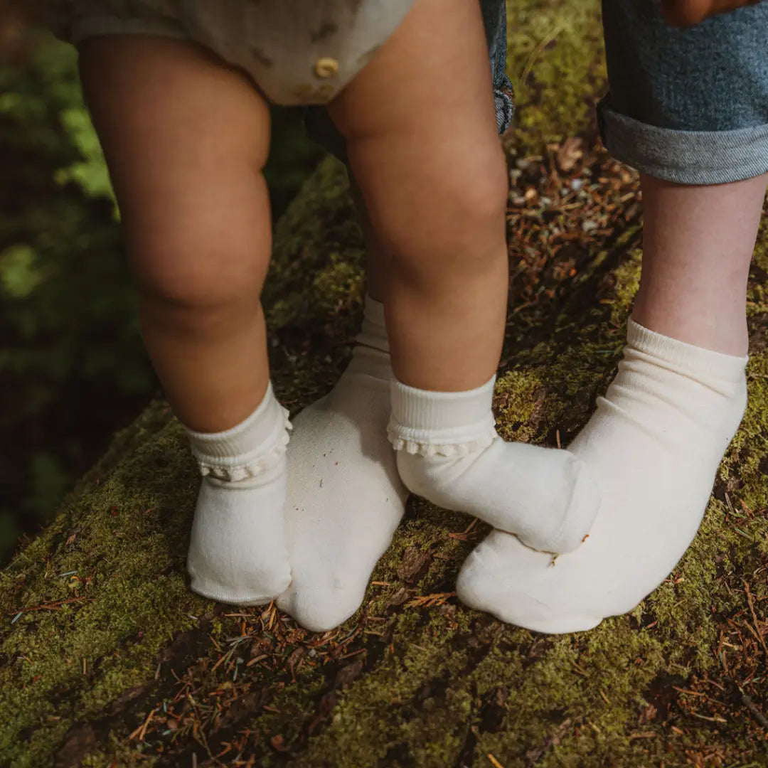 Pure Organic Cotton Kids Lace Socks - No Dye, Hypoallergenic & Breathable for School, Play & Special Occasions