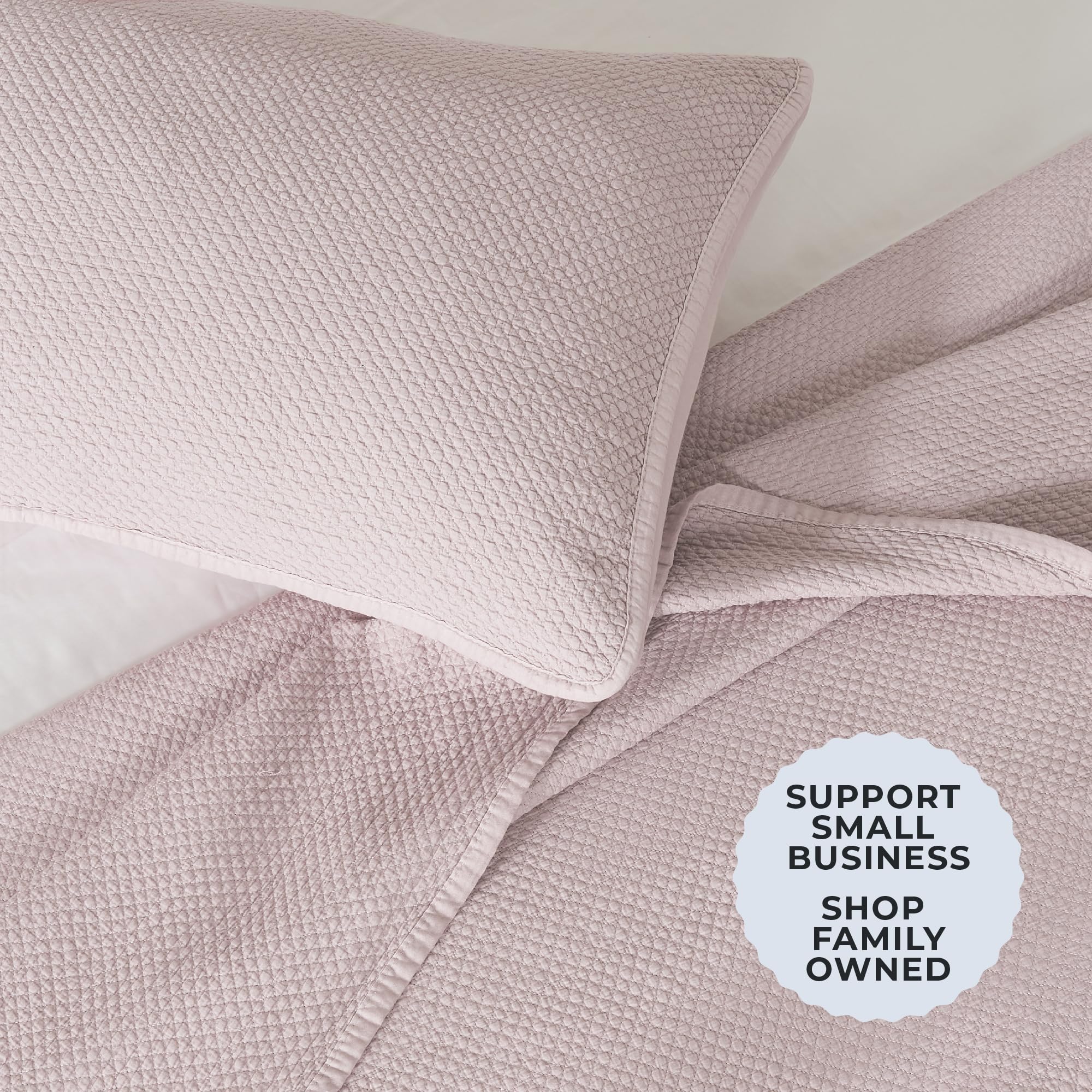 Queen Size Pink Quilt Set - Ultra Soft Stonewashed Lightweight Box Stitch Bedding for Boys & Girls | 3 Piece Set with 1 Quilt & 2 Pillow Shams (Full/Queen, Rose Pink) | Perfect for College Dorm, Teen Bedroom & Cozy Home Decor