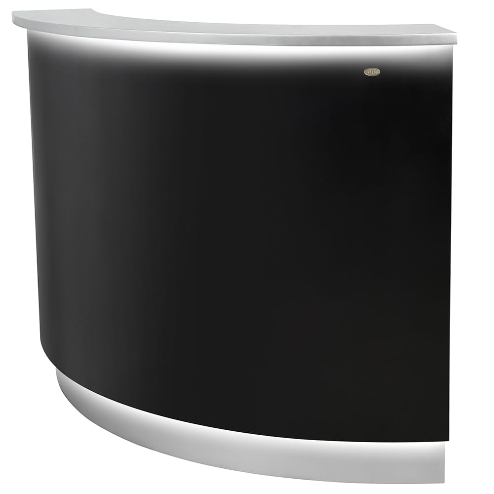 Modern LED Illuminated Curved Reception Desk - Contemporary Round Front Office Counter with Janus Design | Perfect for Hotel Lobbies, Corporate Offices & Luxury Reception Areas
