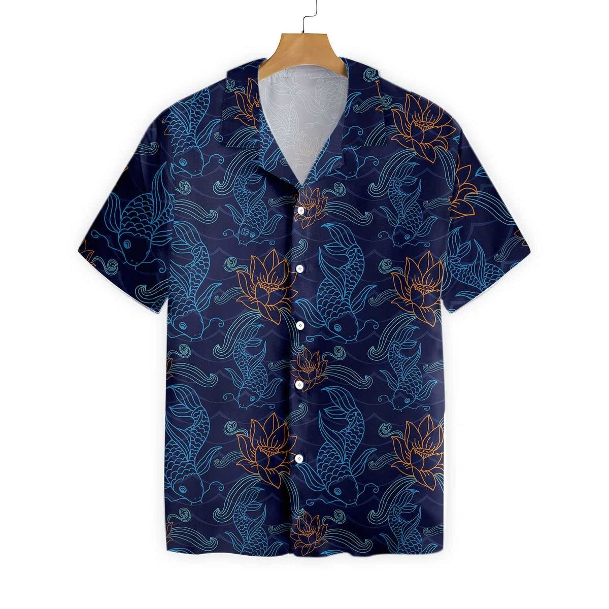 Stylish Men's Koi Fish Hawaiian Shirt - Casual Short Sleeve Button Up Shirt with Vibrant Seamless Koi Print | Perfect for Beach Vacations, Summer Parties & Tropical Getaways