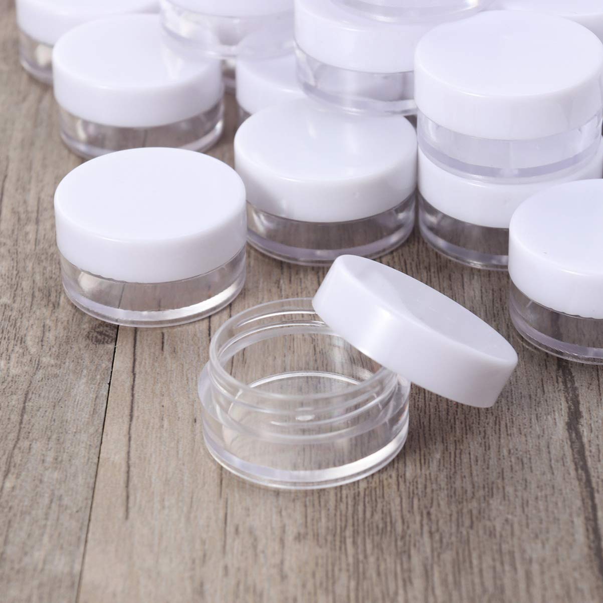 Beaupretty 50pcs 3g Clear Travel Bottles for Lotion & Makeup Samples - Mini Empty Containers with White Caps - Bulk Travel-Size Bottles for Toiletries, Cosmetics, Skincare (Perfect for Travel, Hotels, Gym & Sample Distribution)
