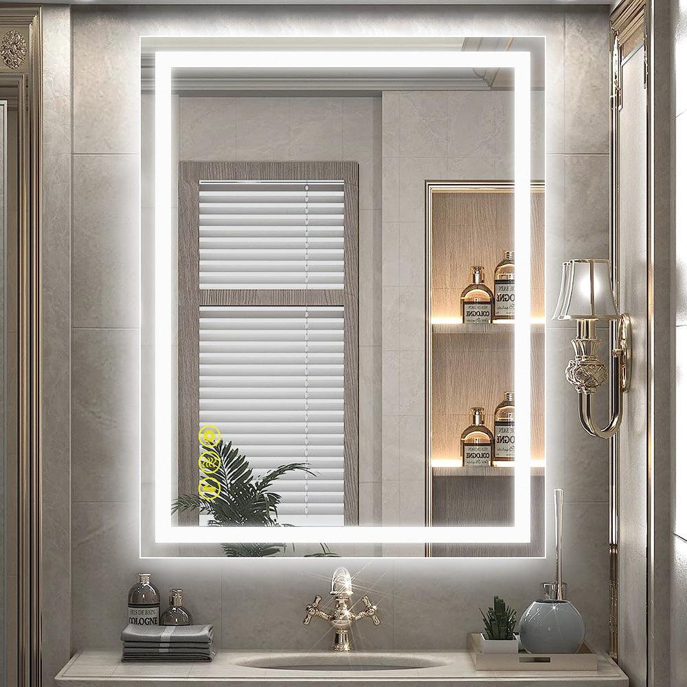 GlareGuard Rectangular Anti-Fog Dimmable LED Bathroom Mirror with Backlit - Perfect for Makeup, Shaving & Skincare Routine