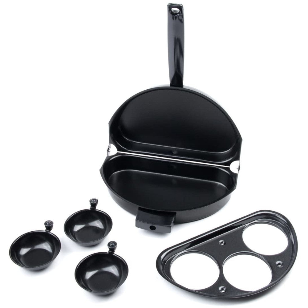 FOX RUN Non Stick Omelette Pan with Egg Poacher - 8 Inch Professional Omelet Pan for Perfect Eggs - Ideal for Breakfast, Brunch & Camping Cooking
