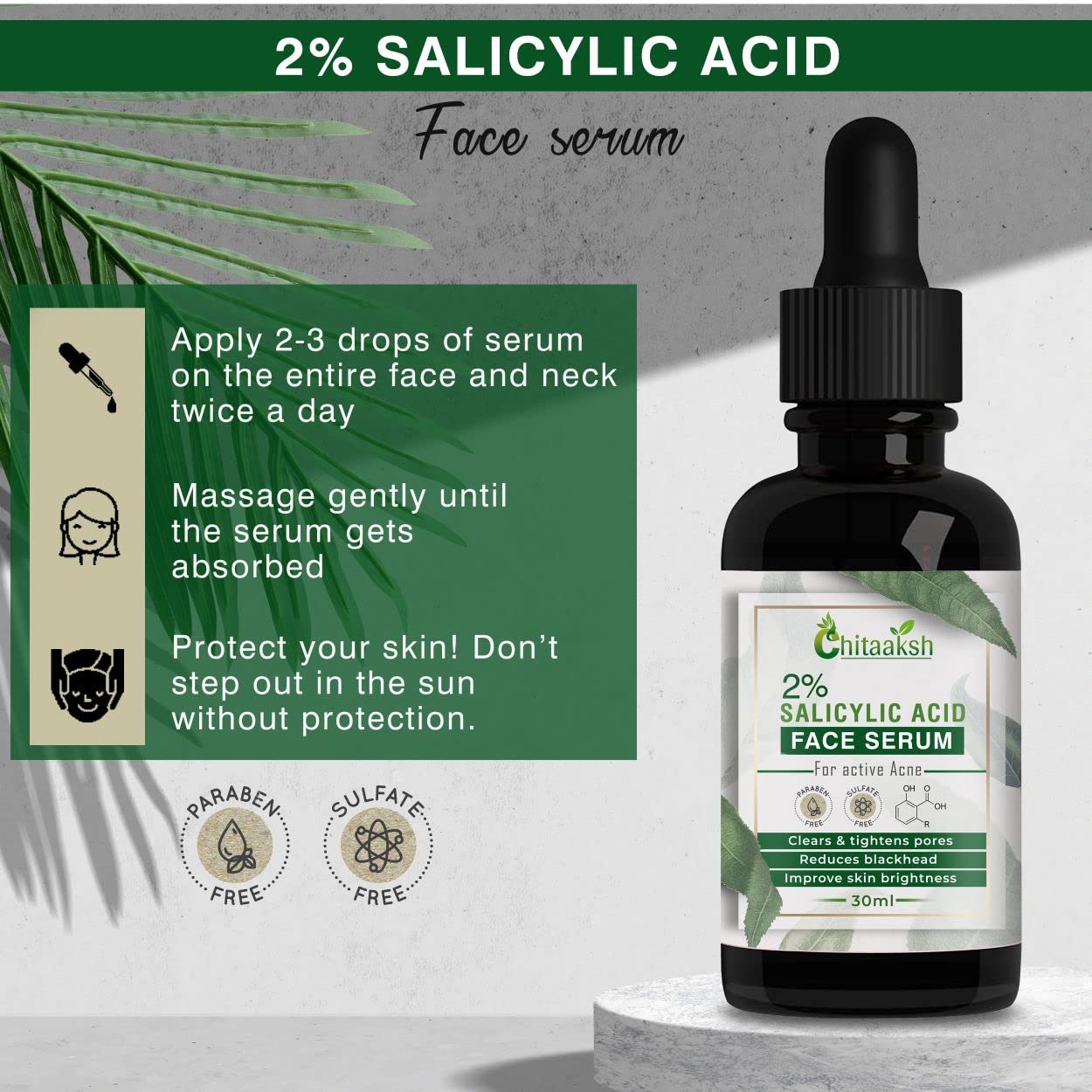 2% Salicylic Acid Face Serum for Acne Scars & Blemish Treatment | Oil Balancing Zinc Formula for Oily & Acne-Prone Skin | Skin Clarifying Anti-Acne Solution | 30ml | Perfect for Daily Skincare Routine & Breakout Prevention