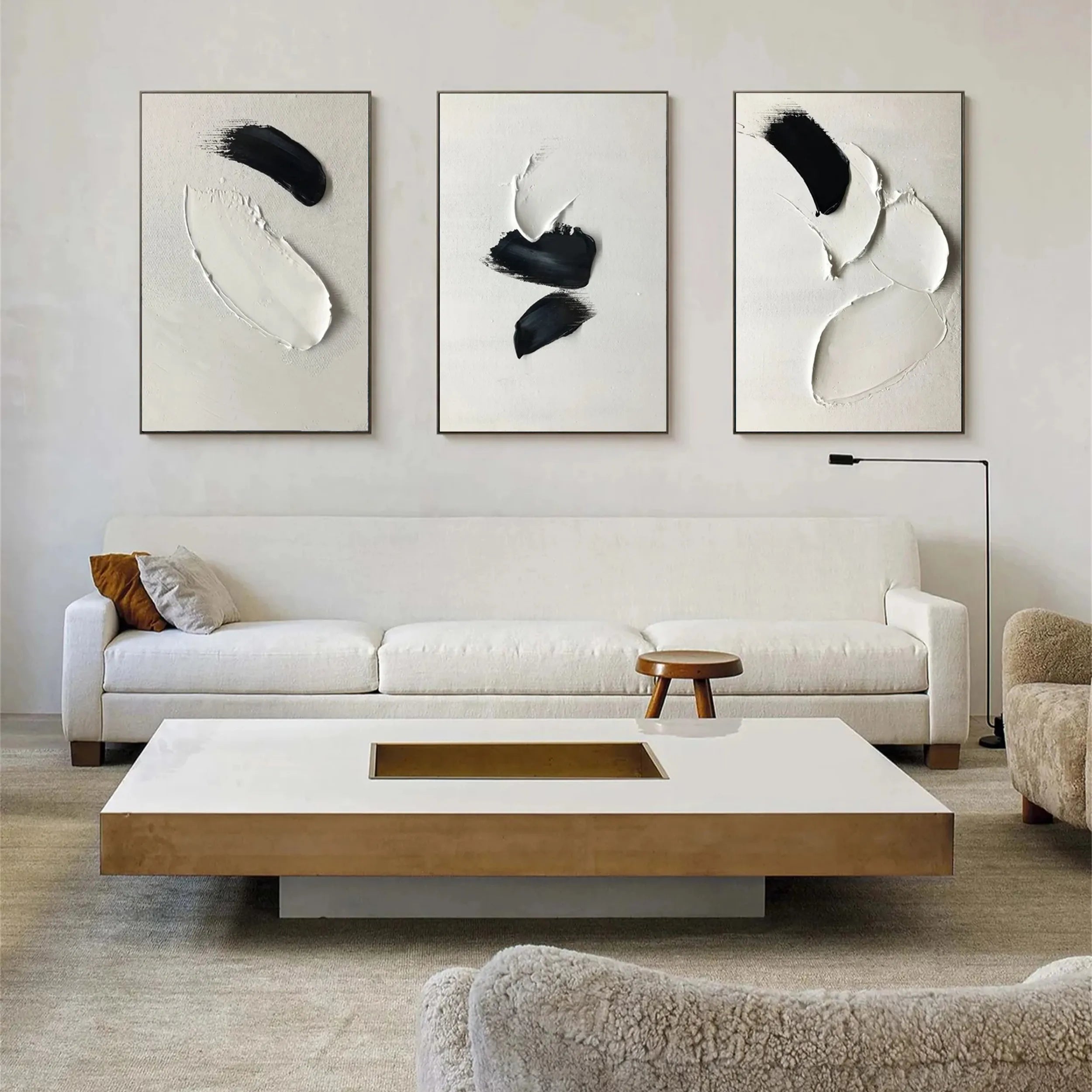 Minimalist Balance Canvas Painting Set of 3 - Modern Abstract Wall Art for Living Room, Bedroom & Office Decor #MM286