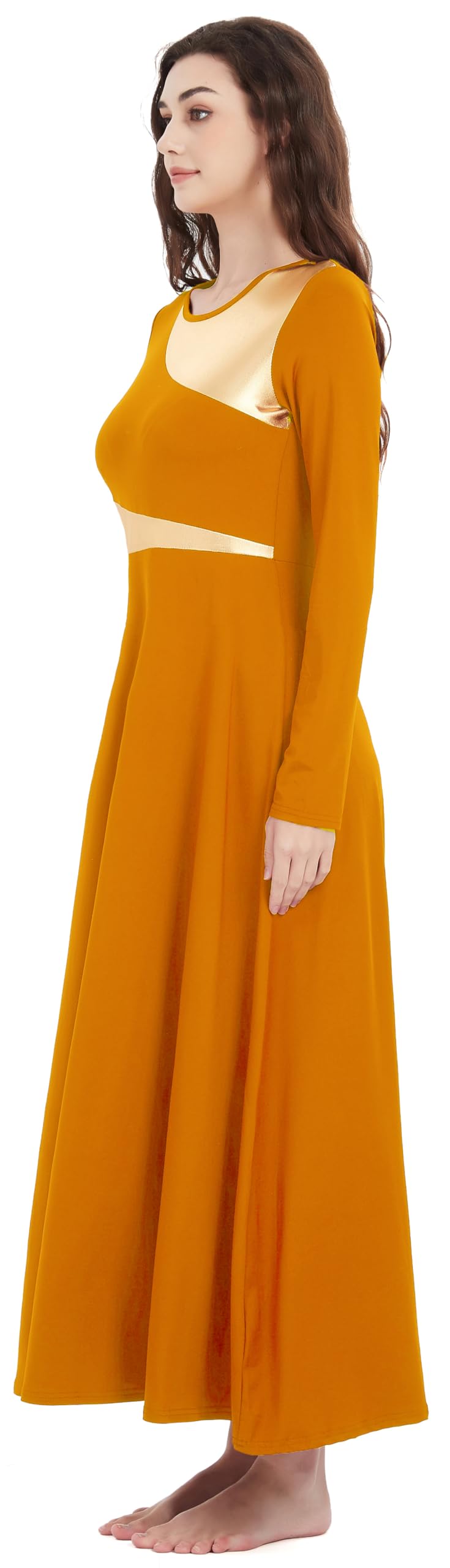Women's Worship Liturgical Dance Dress - Full Length Church Robe for Modern Praise & Lyrical Dance with Headwear | Perfect for Church Performances, Worship Events & Spiritual Dance Ministries