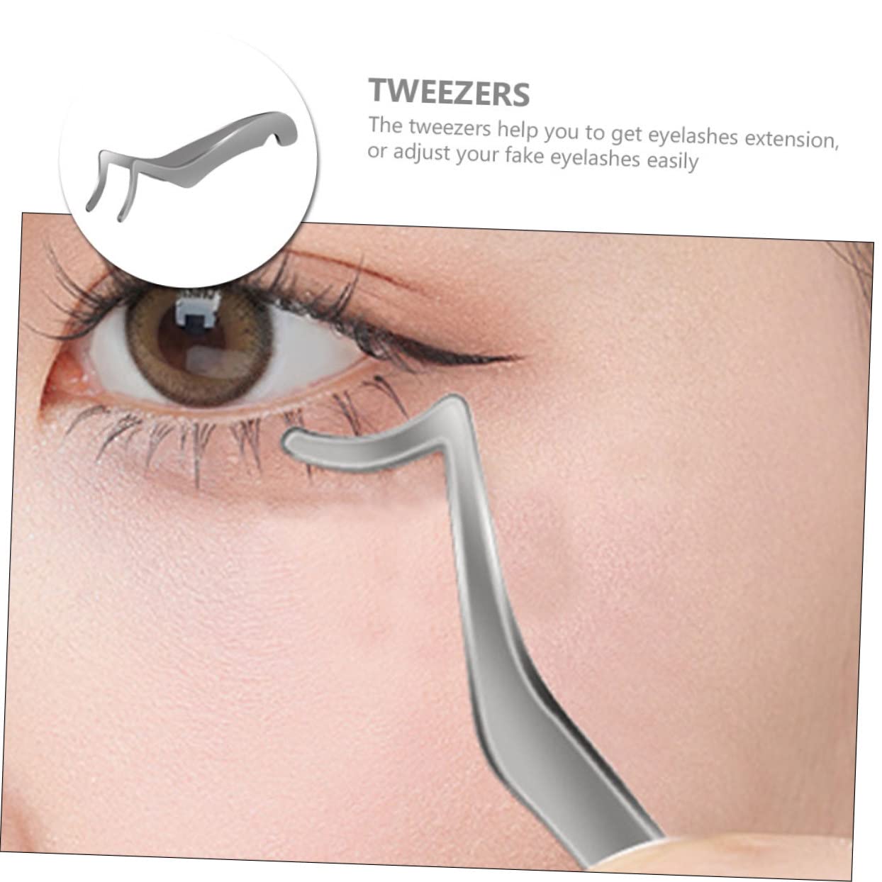 Professional Stainless Steel Eyelash Tweezers - False Eyelash Applicator with Comfortable Grip for Precise Lash Extension & Creative Eye Makeup | Perfect for Salon, Home Use & Professional Makeup Artists