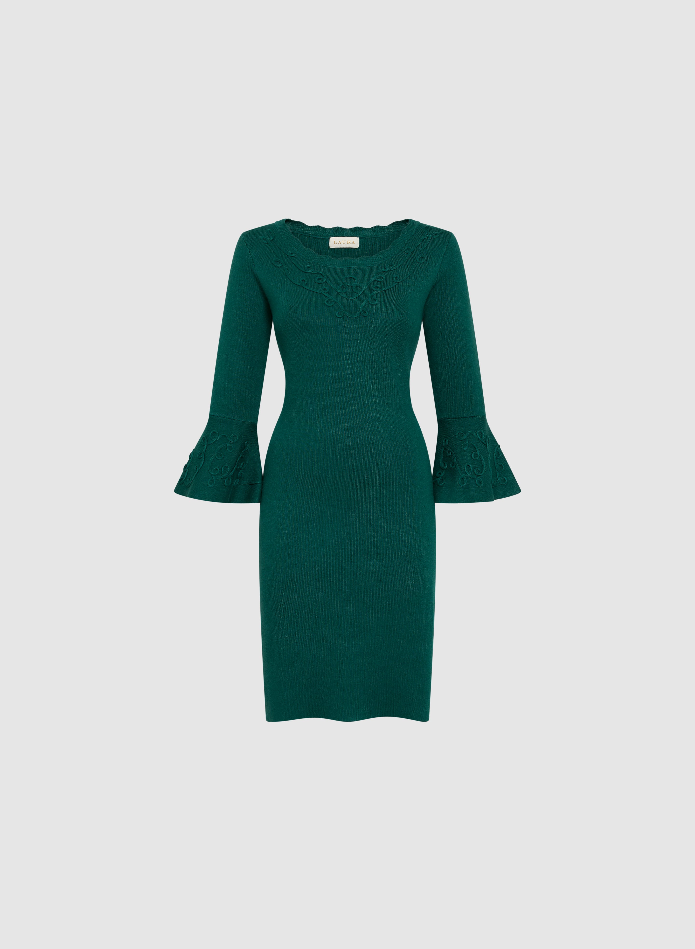 Bell Sleeve Sweater Knit Dress for Women - Cozy Winter Pullover Tunic Dress with Flared Sleeves | Perfect for Holiday Parties, Office Wear & Casual Outings