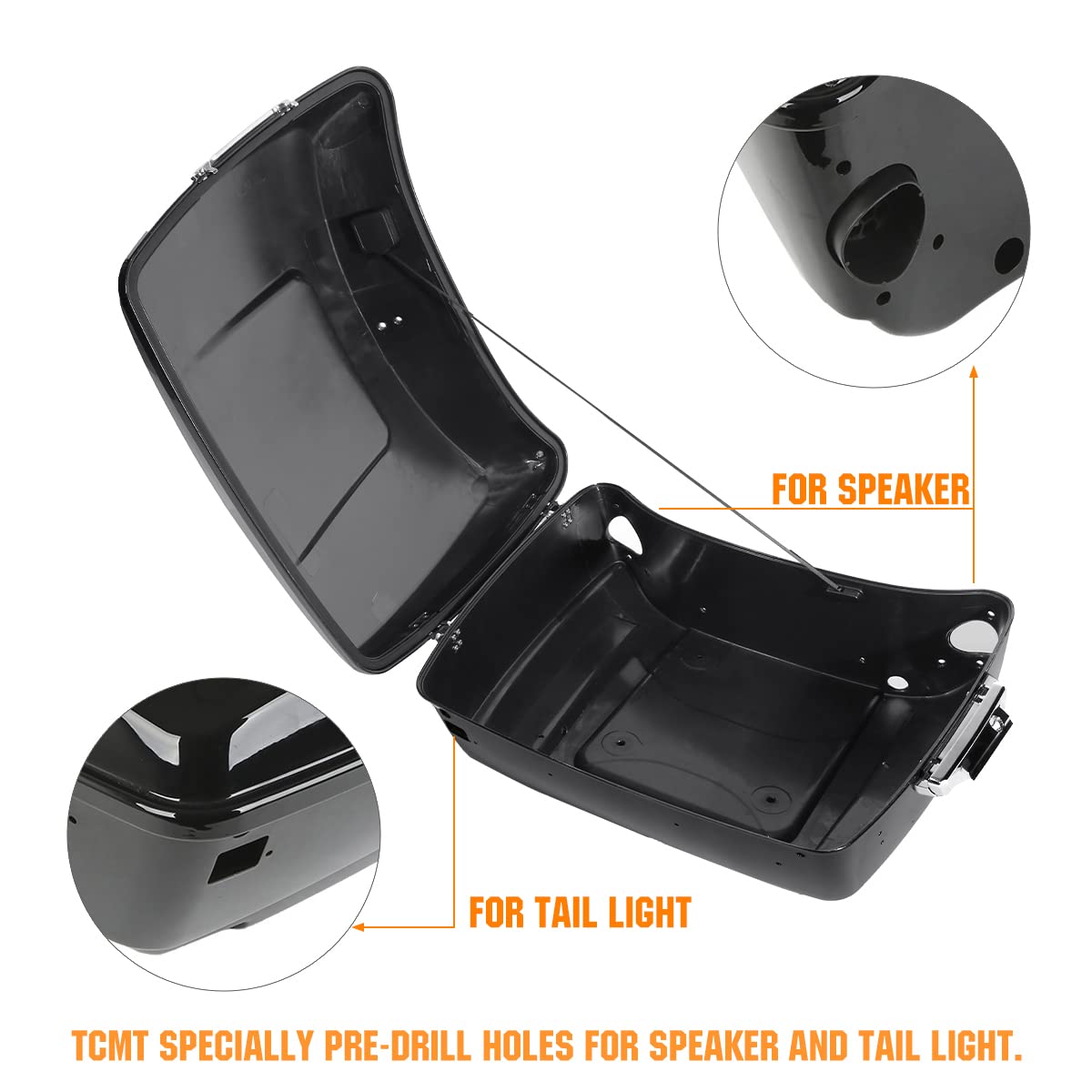 TCMT King Tour Pack Wrap-Around Backrest with LED Brake Tail Light & Speakers for Harley Touring Models (2014-2023) - Perfect for Road King, Road Glide, Street Glide, Electra Glide & CVO Customization