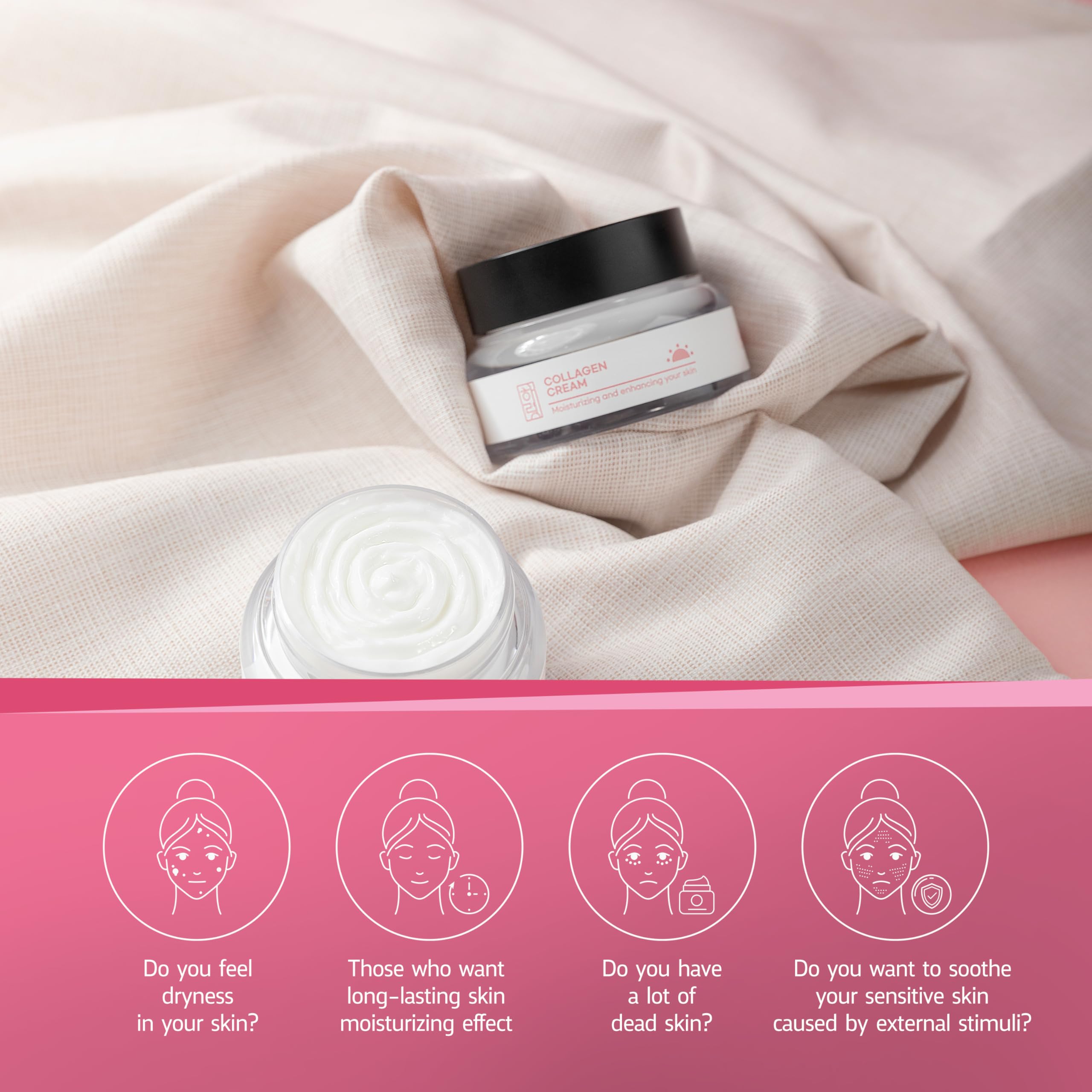 Haryeong Collagen Day Cream for Face - Anti-Aging, Moisturizing & Firming Skincare - Perfect for Daily Hydration & Wrinkle Reduction