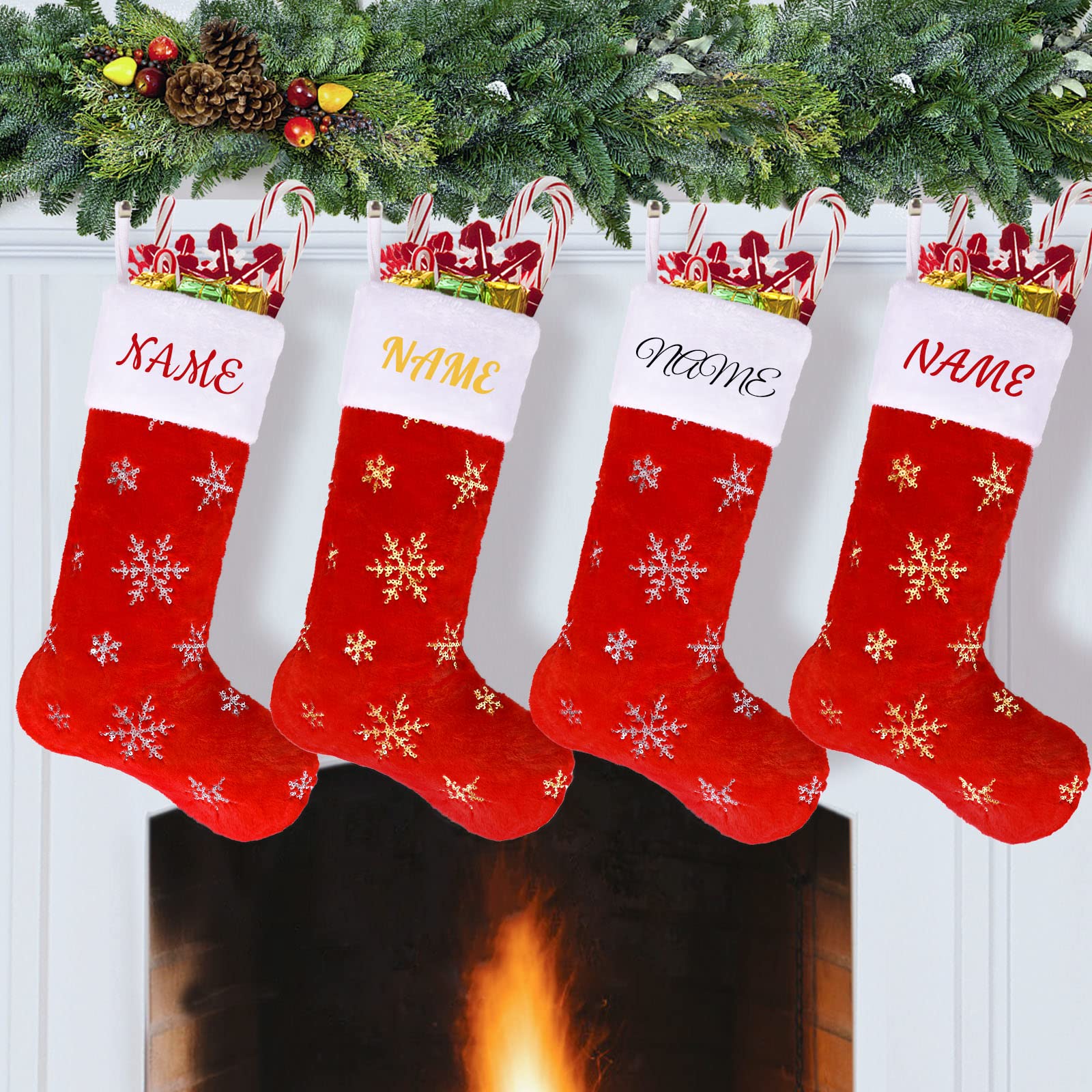 Custom Personalized Red Faux Fur Christmas Stocking - Large 22