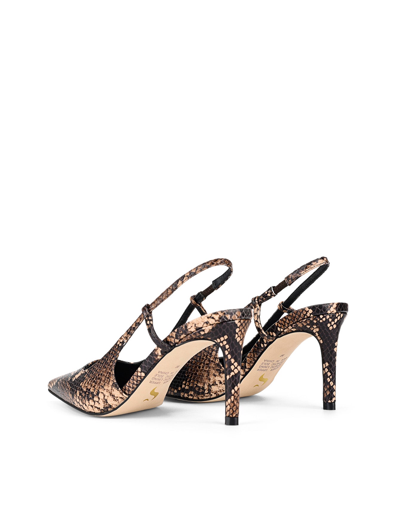 Zuko Women's Slingback Heels - Genuine Brown Snake Leather Pumps for Women | Comfortable Dress Shoes for Office, Party & Special Occasions