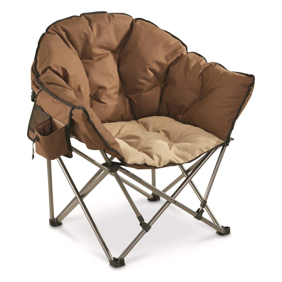 Guide Gear Oversized Camping Chair - Heavy Duty 500lb Capacity, Portable Folding Chair with Padded Seat for Outdoor Adventures, Beach, Picnics, Tailgating & Backpacking (Tan/Brown)