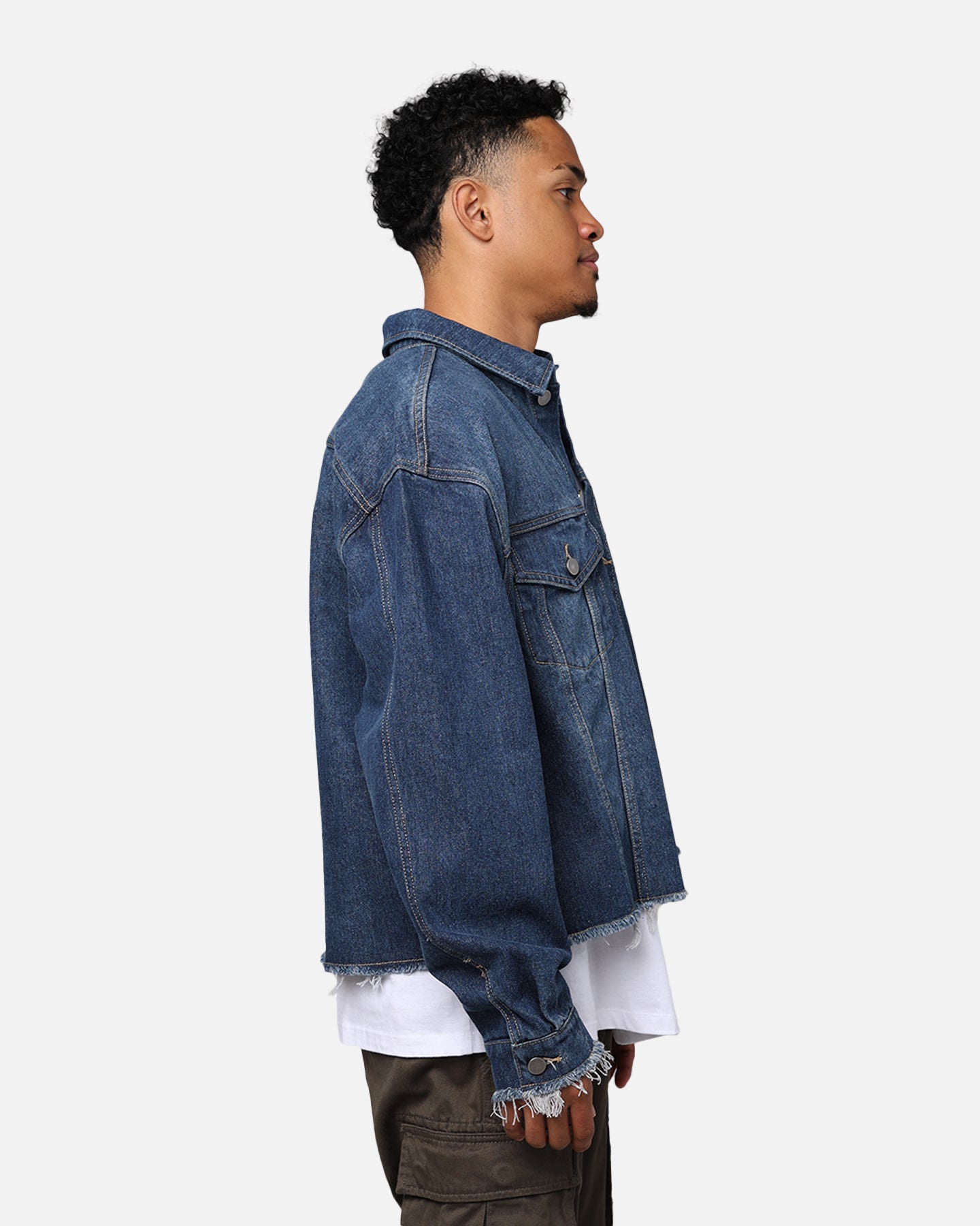 404 Cropped Denim Jacket for Women - Indigo Washed Denim Jacket - Stylish Short Jean Jacket for Spring & Summer Outfits | Perfect for Casual Wear, Street Style & Music Festivals