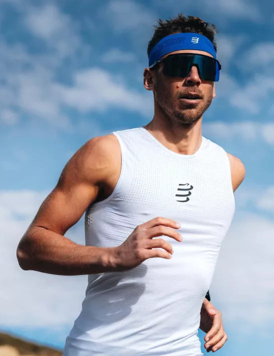 Compressport Unisex Thin Headband On/Off - Dazz Blue - Sweat Absorbing Sports Headband for Running, Cycling & Workouts