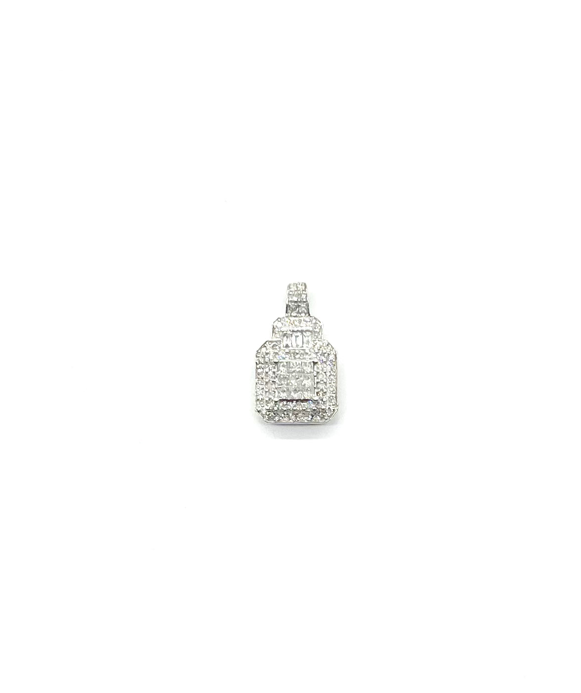3/4 Carat White Gold Square Diamond Halo Pendant Necklace for Women - Elegant Jewelry Gift for Anniversary, Wedding & Special Occasions