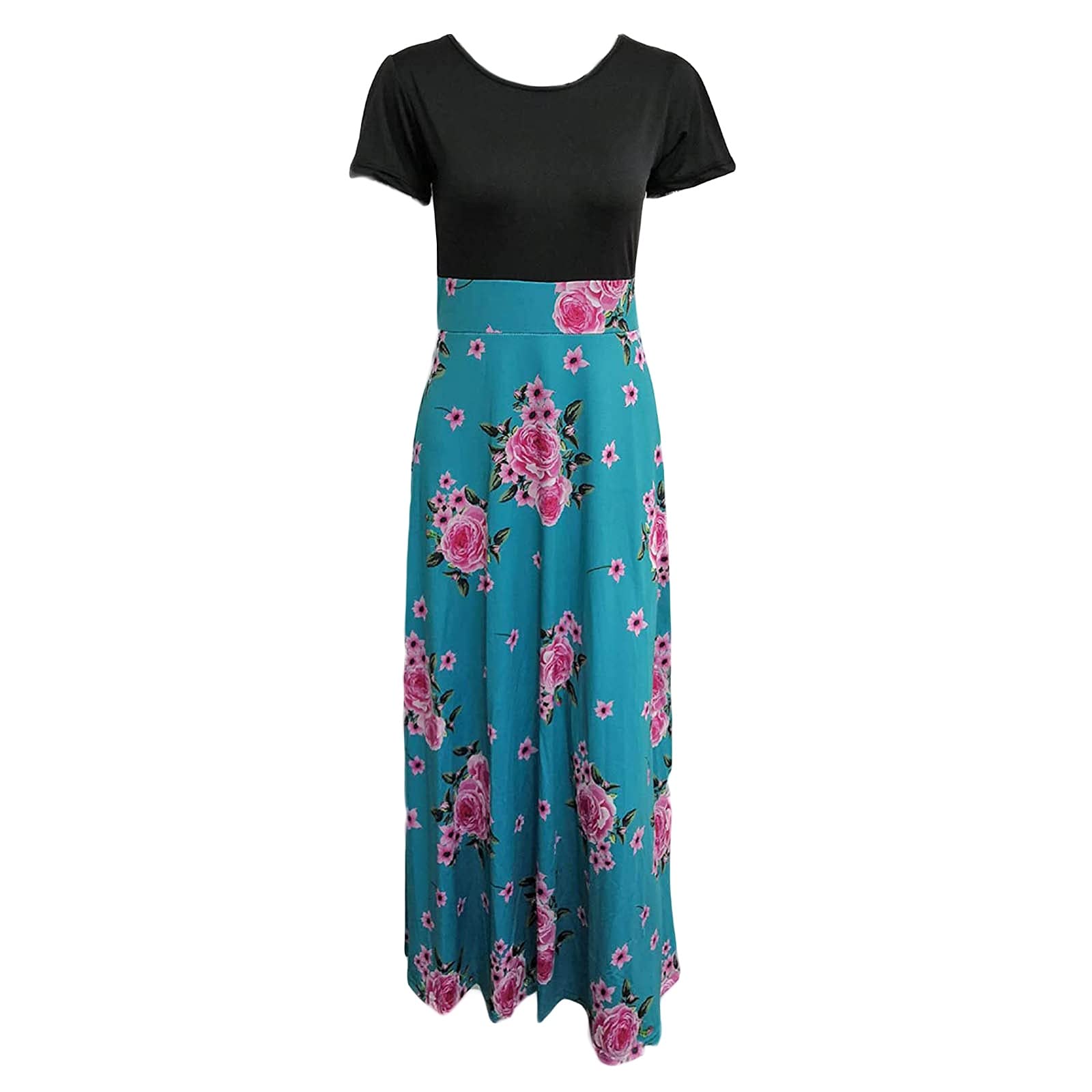 2024 Women's Summer Dresses - Floral Printed Short Sleeve Formal Graduation Dress Plus Size | Perfect for Beach Vacations, Garden Parties & Special Occasions