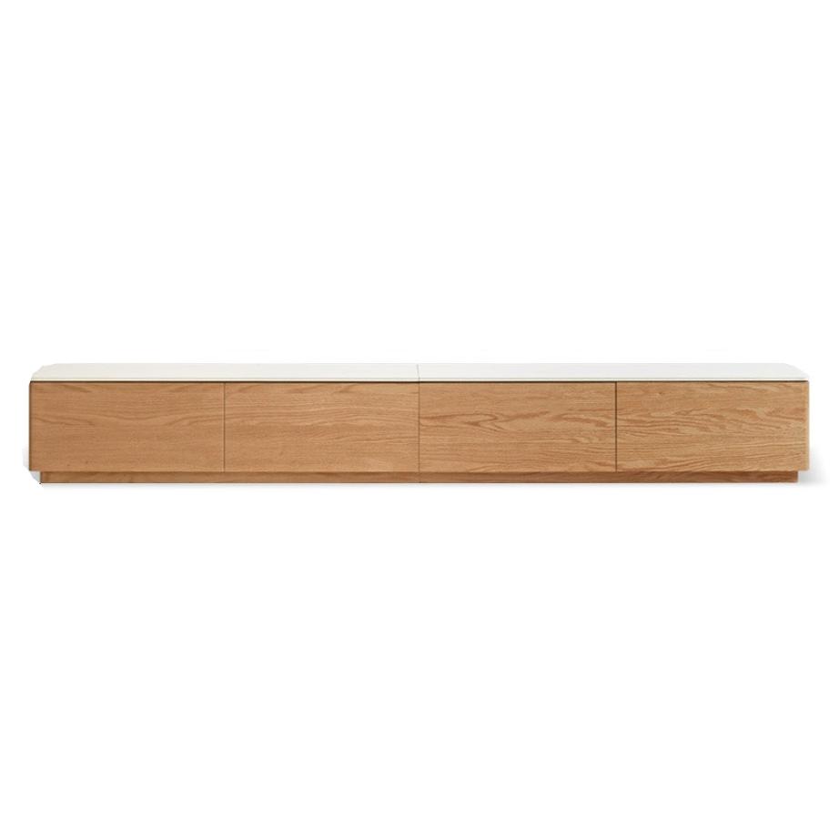 Solid Oak Wood Modern Rock Slab TV Stand - Stylish Floor TV Cabinet for Living Room, Bedroom & Home Theater