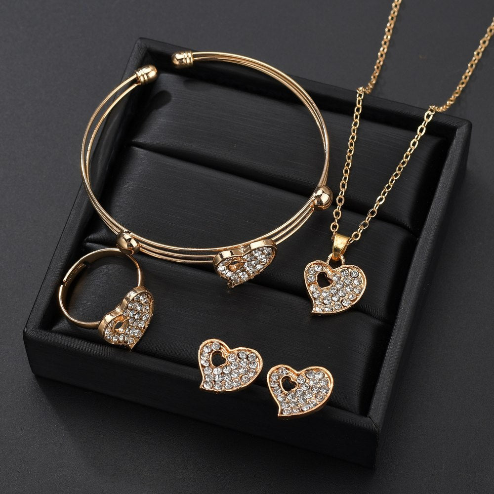 Elegant Love Jewelry Set for Women - Romantic Heart Necklace & Bracelet Gift Set - Perfect for Valentine's Day, Anniversary & Wedding Gifts