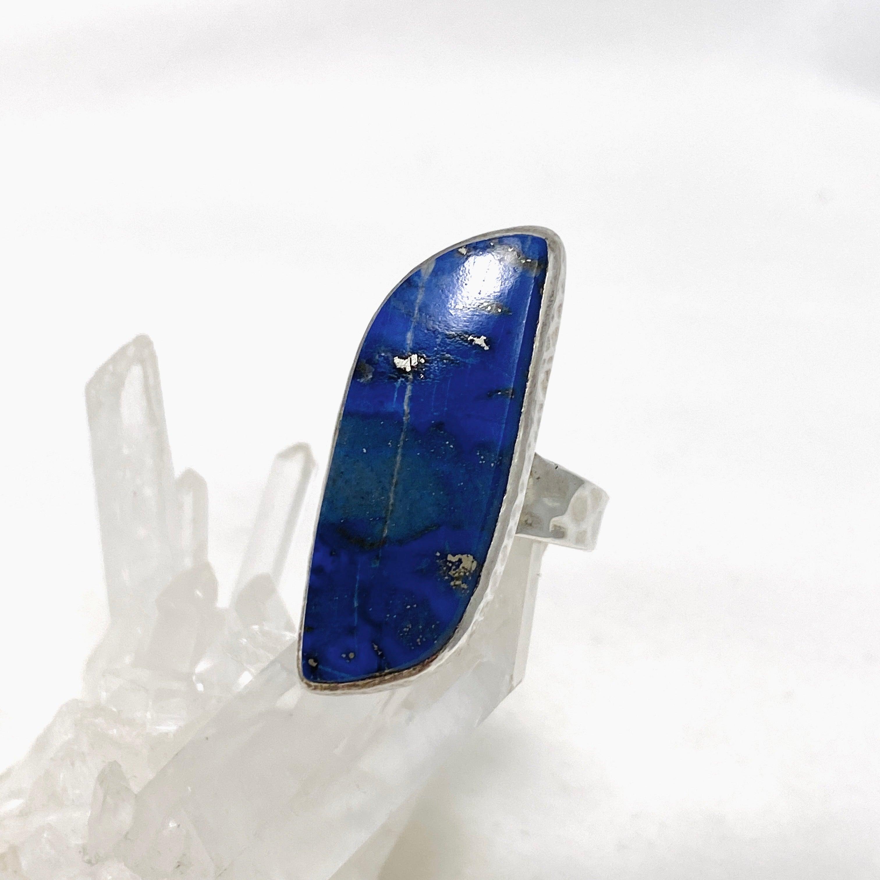 Lapis Lazuli Freeform Hammered Band Ring for Women - Size 8 - KRGJ2162 - Handmade Boho Jewelry for Everyday Wear & Special Occasions