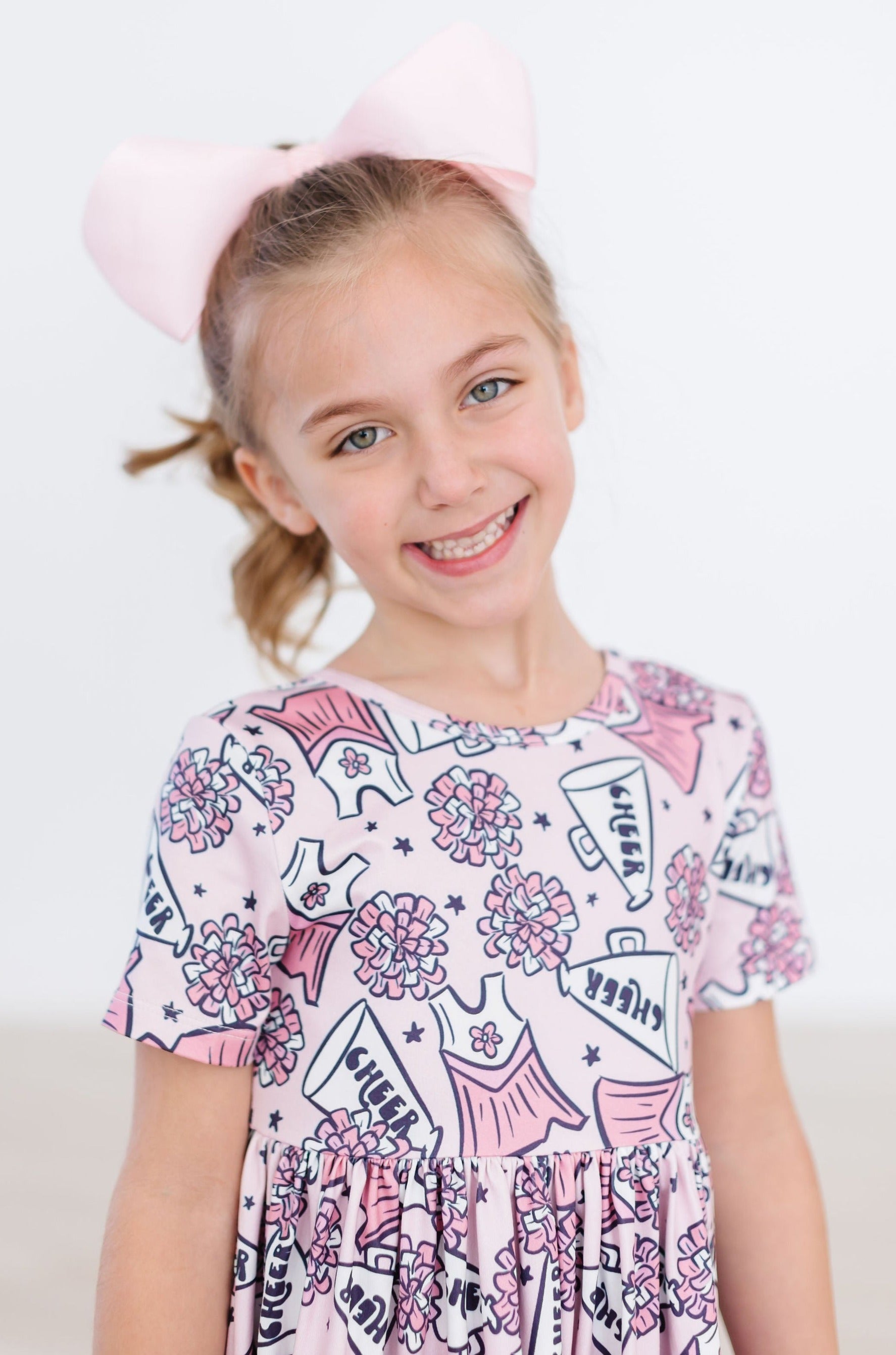 Cheer Summer Short Sleeve Pocket Twirl Dress for Girls - Casual Flowy Swing Dress for Parties, School, and Playtime