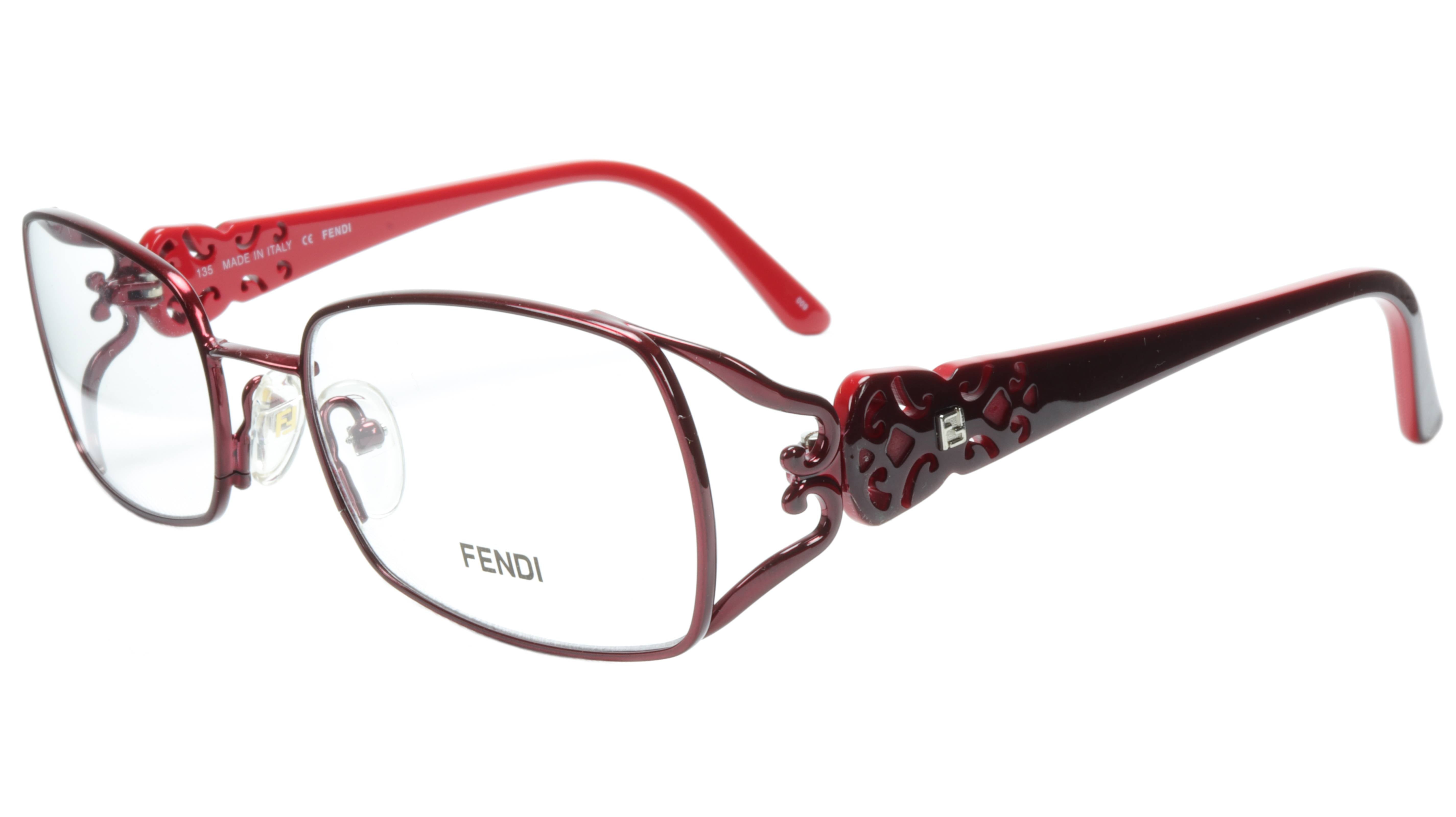 FENDI Eyewear with Decorative Bordeaux and Black Eyeglass Stems - Stylish Designer Glasses for Women & Men - Perfect for Fashion, Work, and Everyday Wear