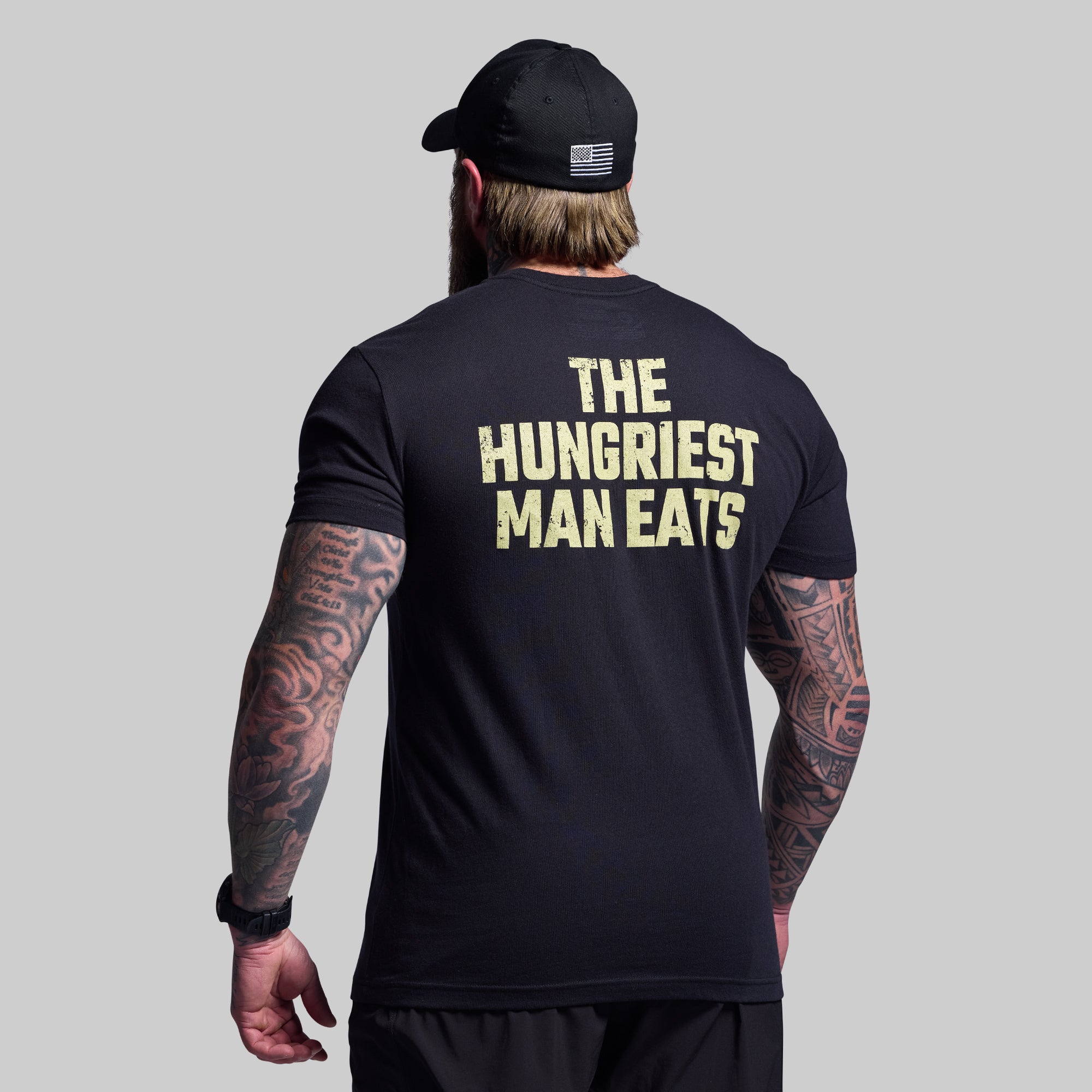 Hungriest Man Eats Funny Graphic T-Shirt for Men - Black Cotton Tee - Perfect for Casual Wear, Gifts, and Humor Lovers