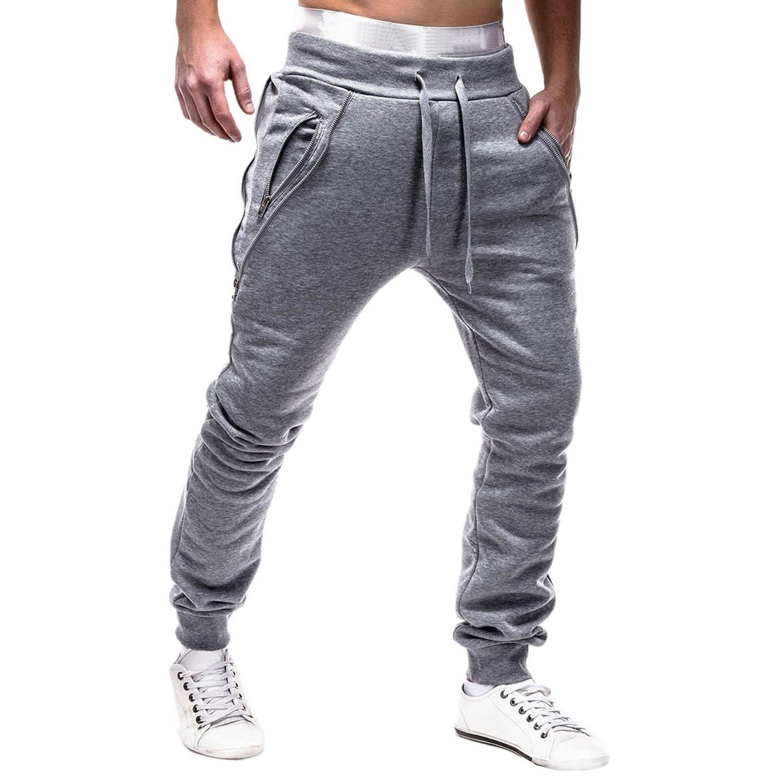 Men's Plush Band Loose Fit Running Pants - Athletic Workout Trousers for Jogging, Gym & Casual Wear - Breathable Comfortable Sports Pants in Grey