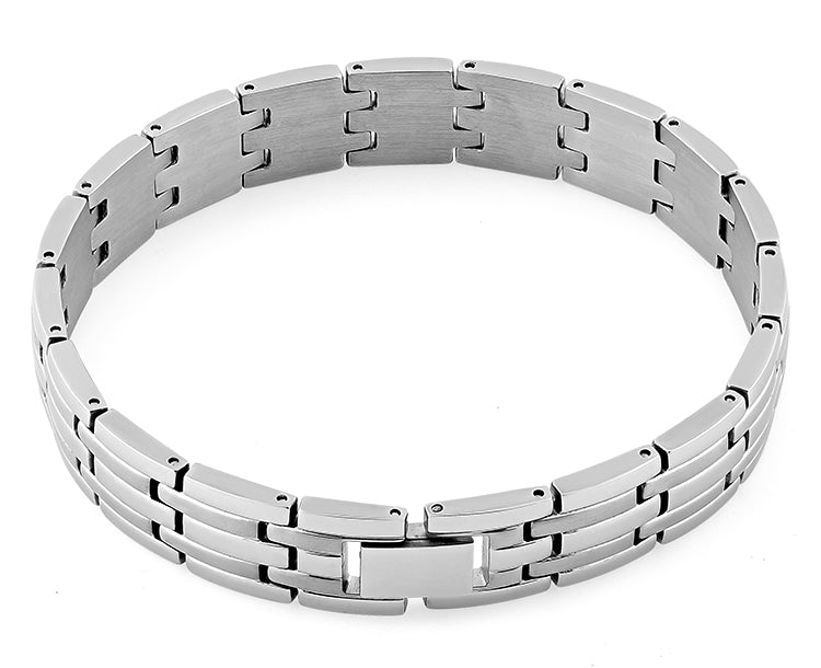 Stainless Steel Bricks Link Bracelet for Men & Women - Durable Fashion Jewelry for Everyday Wear, Gifts & Special Occasions