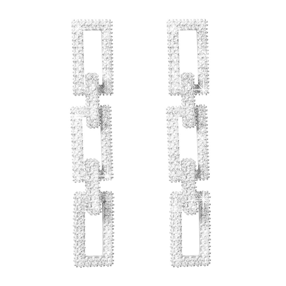 Elegant Block Link Earrings for Women - Trendy Geometric Chunky Chain Earrings for Everyday Wear & Special Occasions