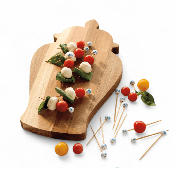 Handcrafted Ginger Jar Serving Board with 4 Stainless Steel Cocktail Picks - Elegant Charcuterie Cheese Platter for Entertaining, Housewarming Gifts & Dinner Parties