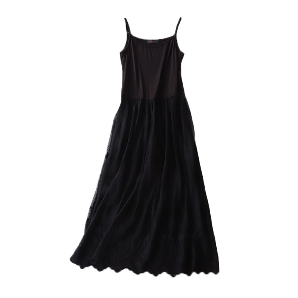 Women's Cotton Floral Lace Patchwork Full Slip Dress - 110cm Length Underdress Extender for Weddings, Parties & Special Occasions