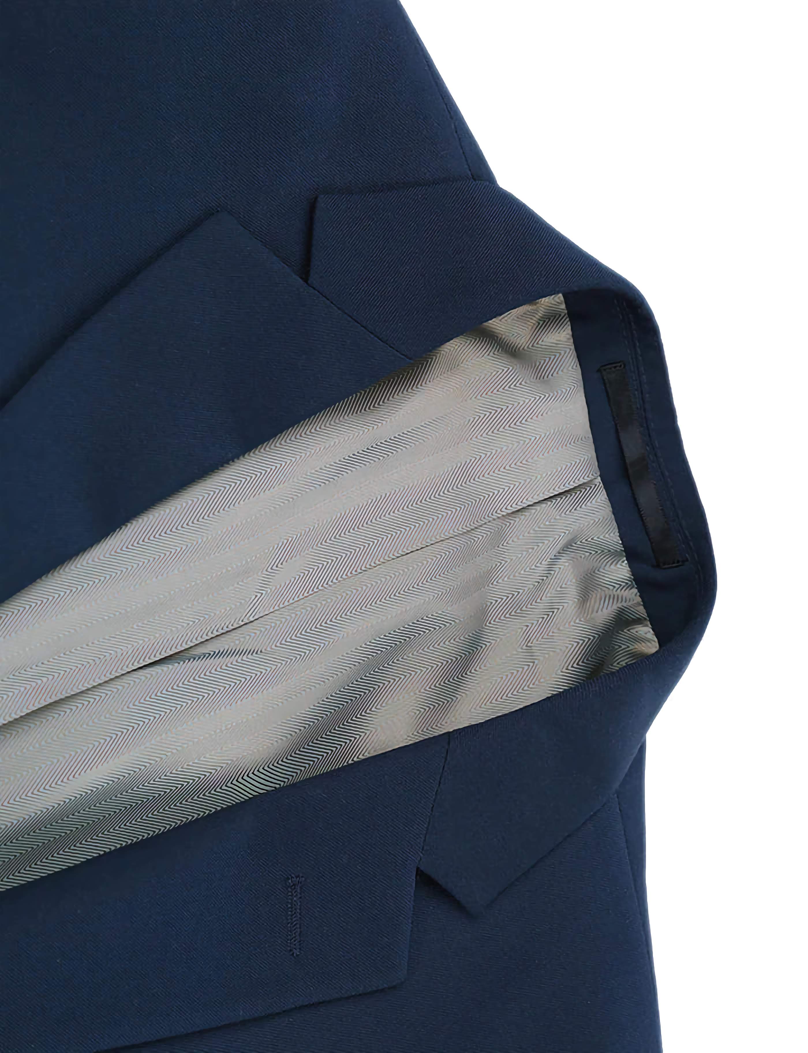 Classic 2 Button Navy Blue Men's Business Suit Set - Formal Office Wear & Wedding Attire for Professional Occasions