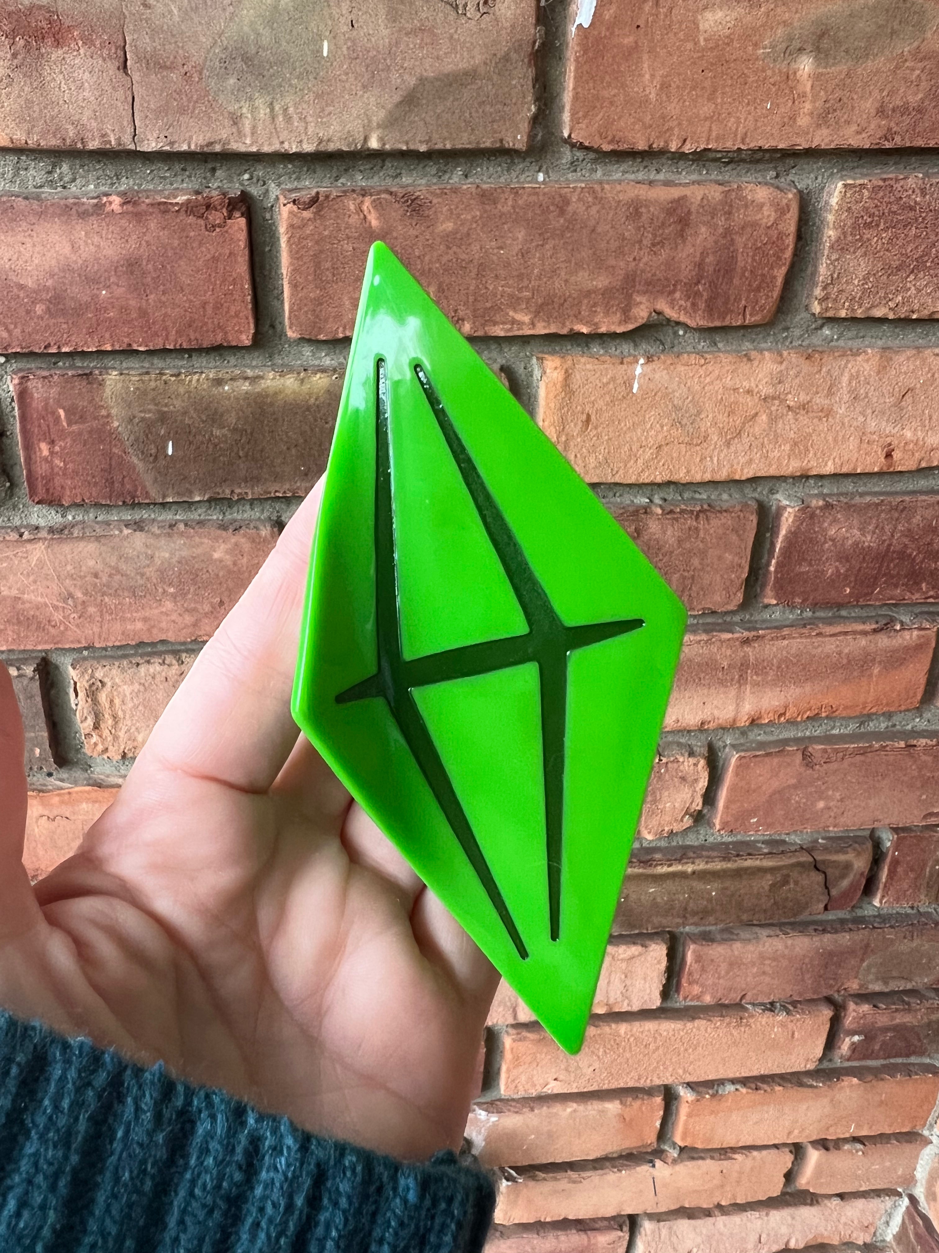 Sims Plumbob Hair Claw Clip - 12cm Green Video Game Inspired Hair Accessory for Cosplay, Themed Parties & Everyday Wear