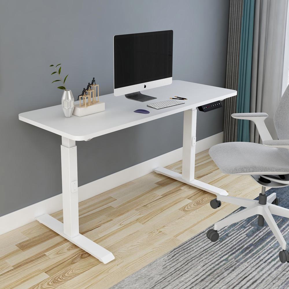 140cm Electric Standing Desk - Adjustable Height Dual Motor Sit Stand Desk with Maple Wood Top for Home & Office Ergonomics