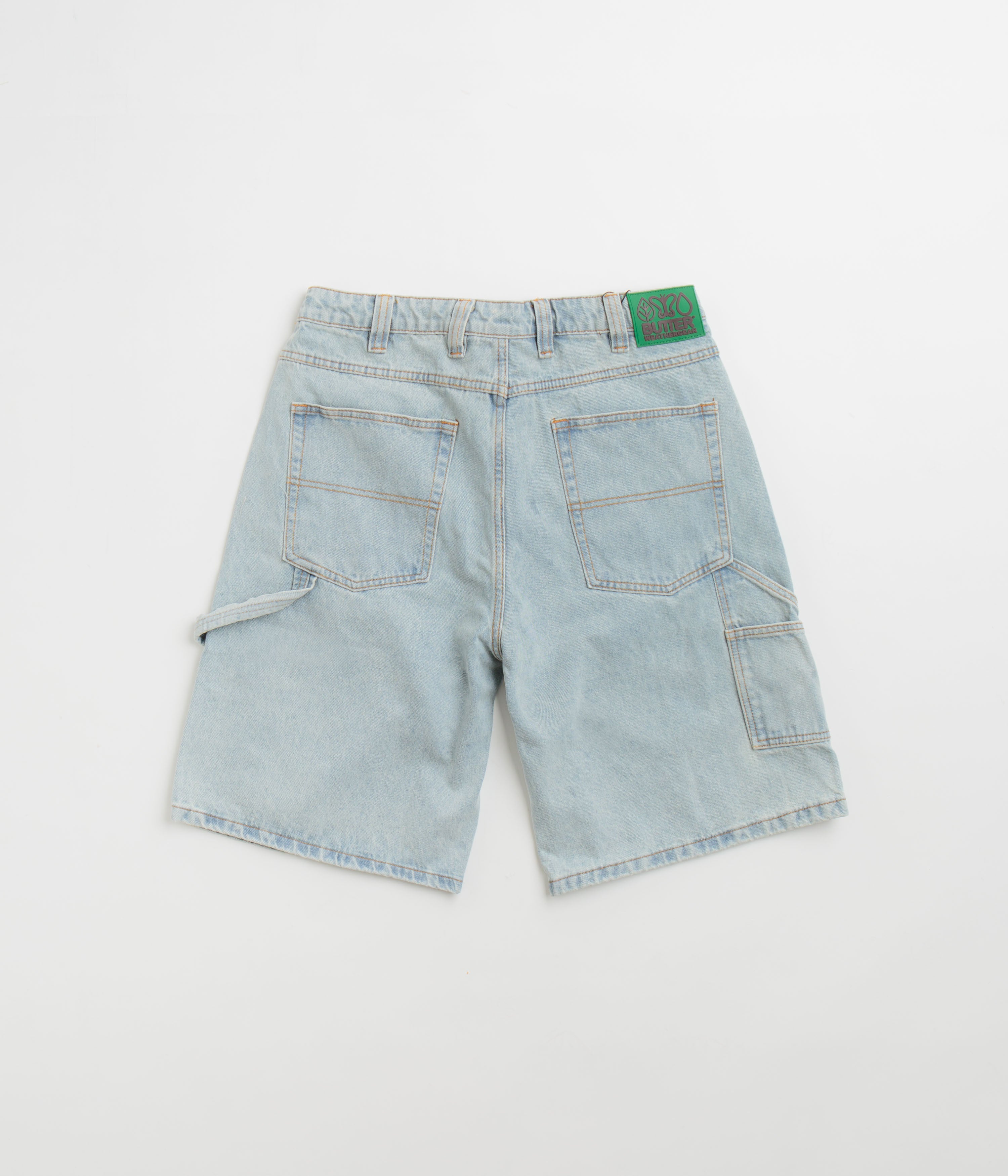 Butter Goods Weathergear Denim Shorts - Faded Light Wash Distressed Denim Shorts for Men | Casual Summer Streetwear | Perfect for Beach, Travel & Outdoor Activities