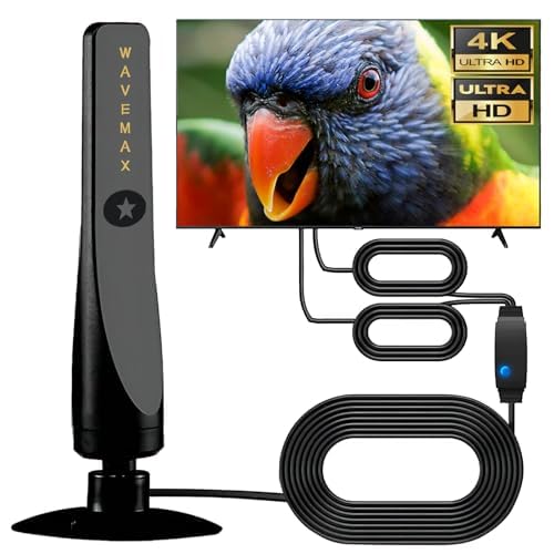 Wave Max TV Antenna 2025 - 500 Mile Range HDTV Antenna with Signal Booster for 4K Ultra HD & Smart TVs | Indoor Digital TV Reception for Home, RV, and Camping