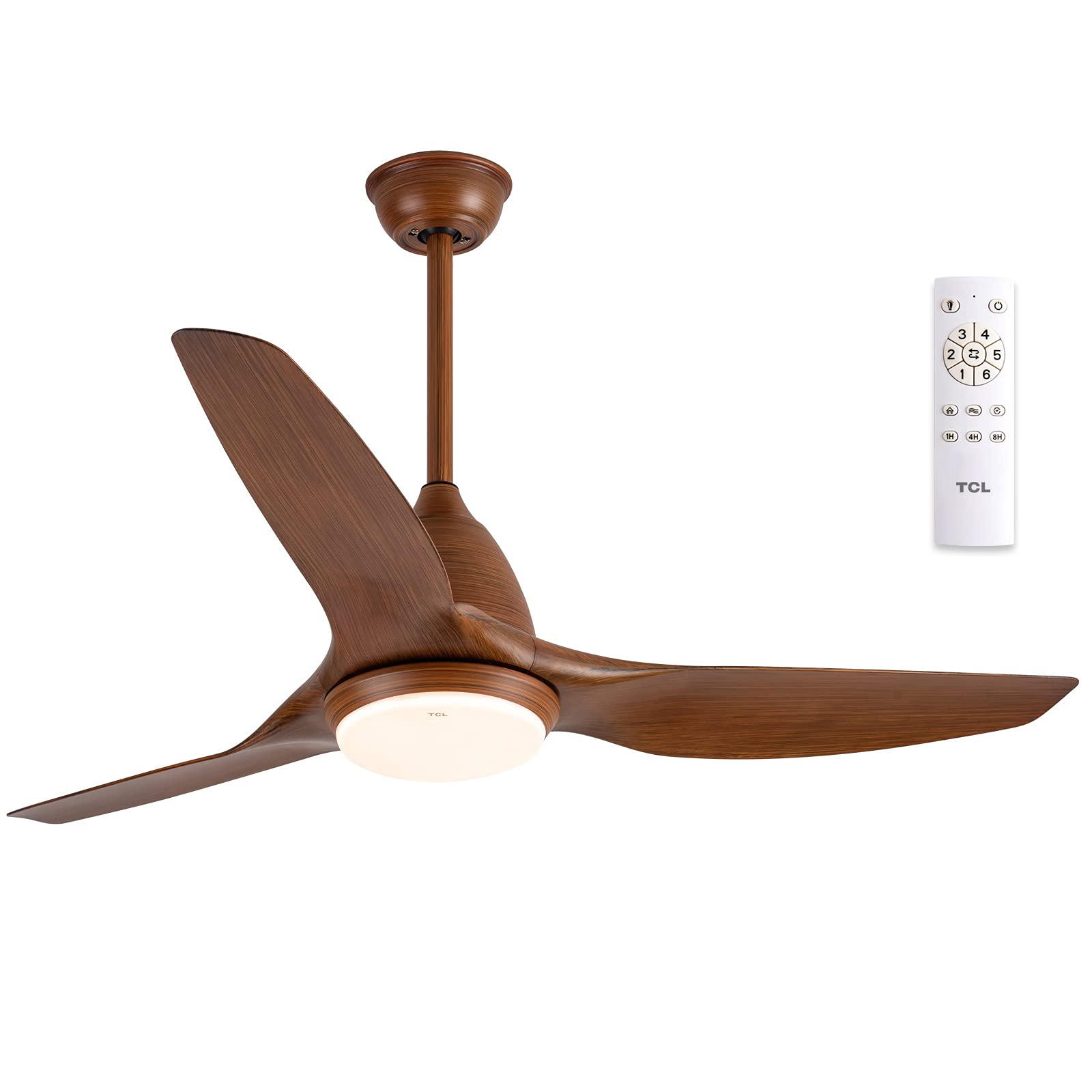 TCL 52-inch Indoor Outdoor Ceiling Fan with Light and Remote Control - Modern 3-Blade Quiet Reversible DC Motor, 6-Speed Adjustable, 3-Color Temperature Switch (52