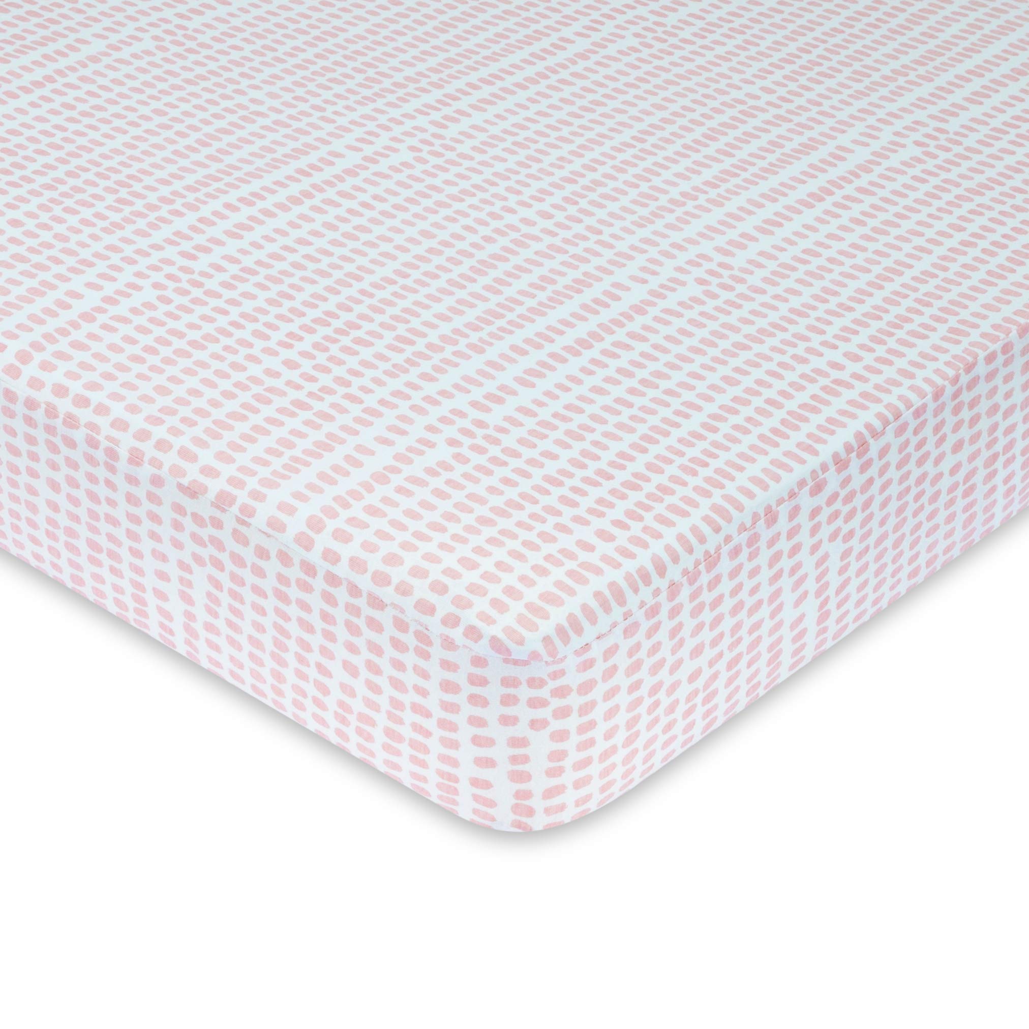 Ely's & Co. Waterproof Crib Sheet for Baby Girls - Soft Toddler Bed Sheet with Mauve Pink Splash & Stripes Design | No Need for Mattress Pad Cover | Perfect for Nursery, Daycare & Travel