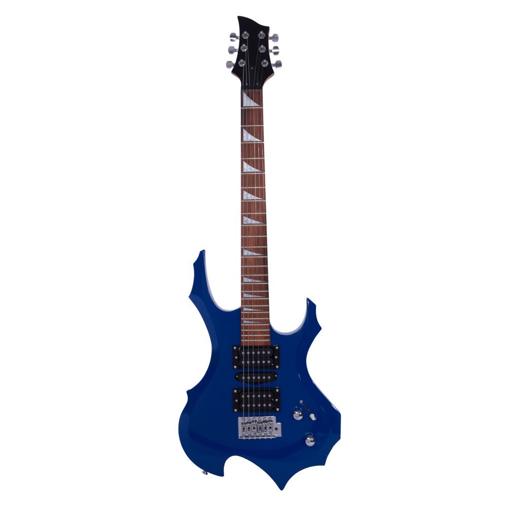 **Electric Guitar for Beginners - Flame Design, HSH Pickup, Includes Gig Bag, Strap, Paddle, Rocker Cable & Wrench Tool - Affordable Starter Guitar for Rock & Practice (Blue) - Perfect for Home, Studio & Live Performances**