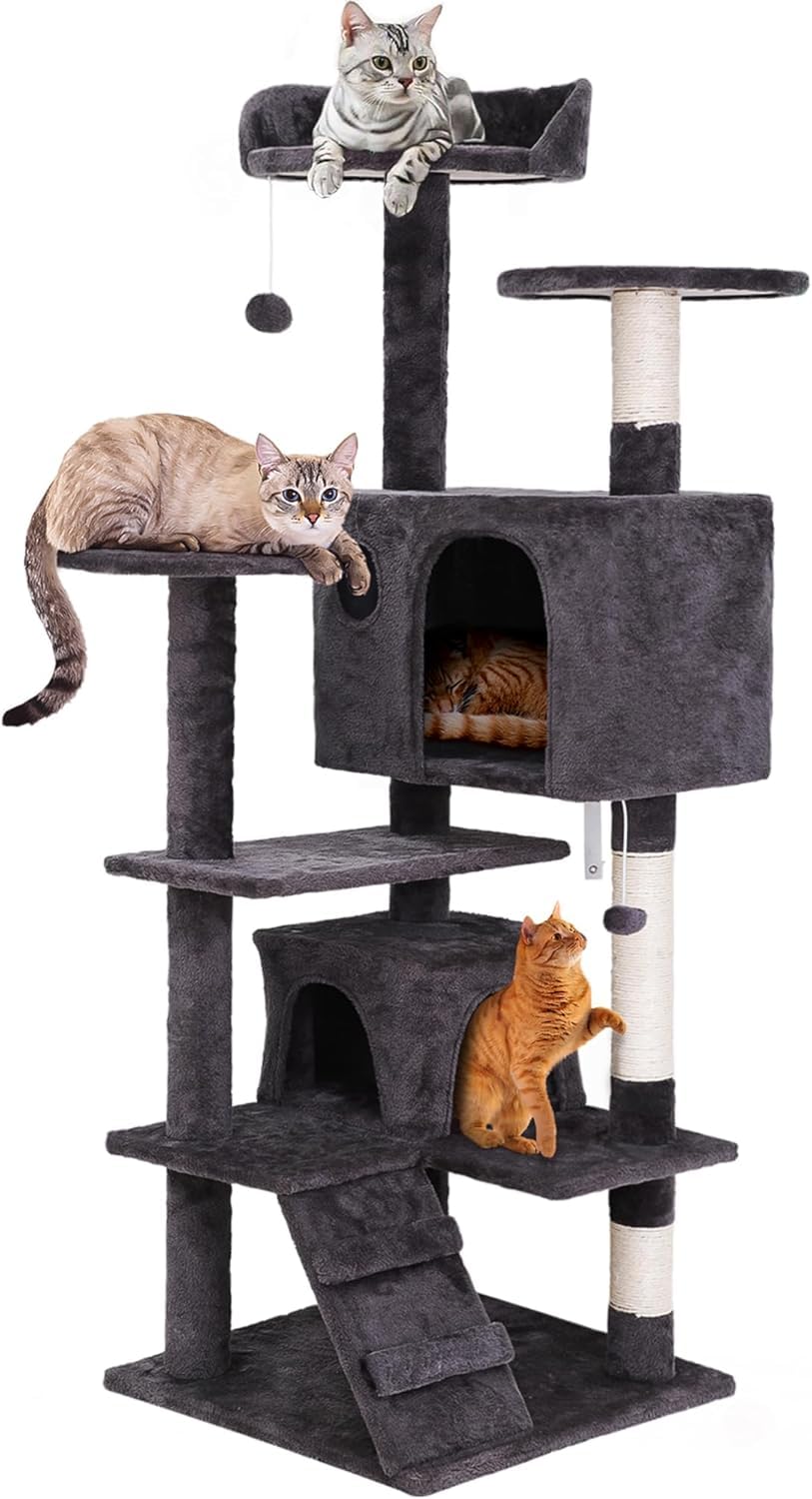 54 Inch Multi-Level Cat Tree Tower for Indoor Cats - Plush Cat Condo with Scratching Posts, Jumping Platforms & Activity Center - Perfect for Play, Exercise and Relaxation in Home or Office
