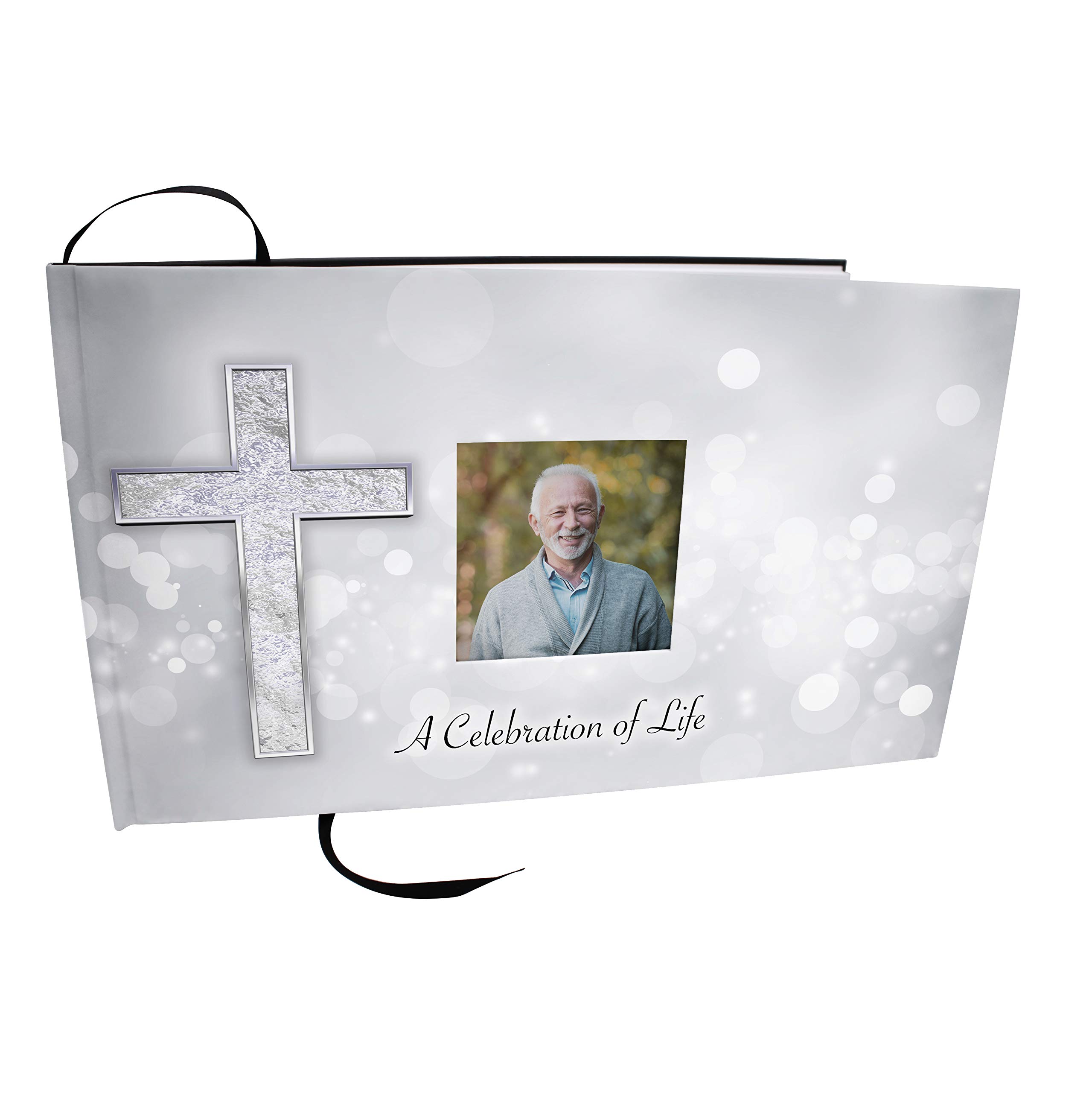 Silver Cross Memorial Guest Book - Elegant Funeral Guest Book for Memorial Services & Celebration of Life Events | Perfect for Funeral Sign-In, Condolence Messages & Keepsake Remembrance