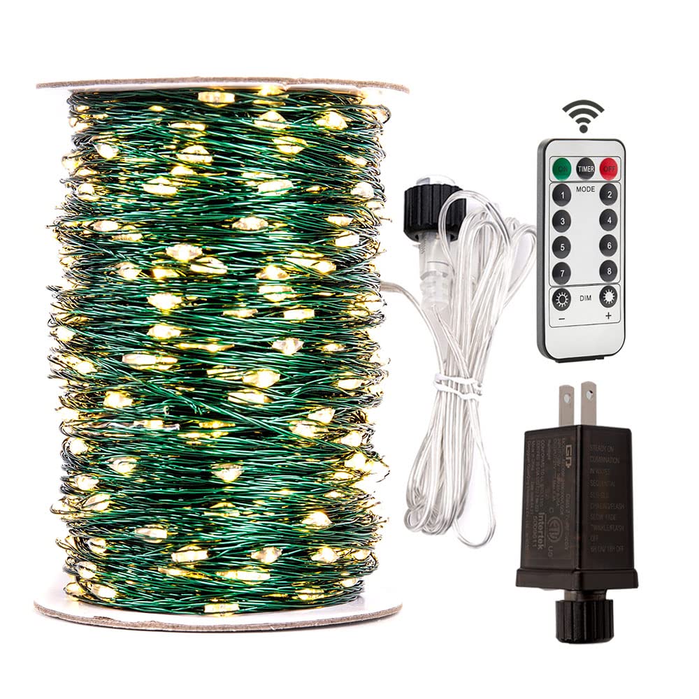 RESNICE 100FT Outdoor LED String Lights Waterproof - 300 LEDs Fairy Lights with Remote Control & 8 Lighting Modes - Perfect for Living Room, Christmas Tree, Patio, Garden, Wedding, Backyard Decor (Warm White) - Create Magical Ambiance for Parties & Outdoor Events