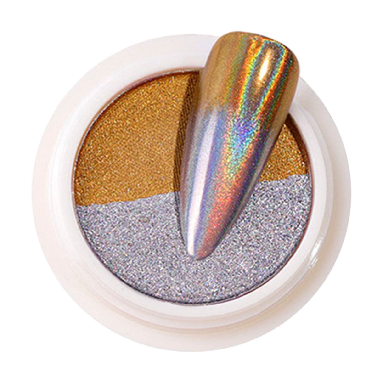 Premium Titanium Effect Nail Powder - Dual-Color Metallic Pigment for Mirror Nails | Gold & Diamond Glow Flash Nail Polish Gel | Perfect for Salon, Party & Special Occasion Nail Art