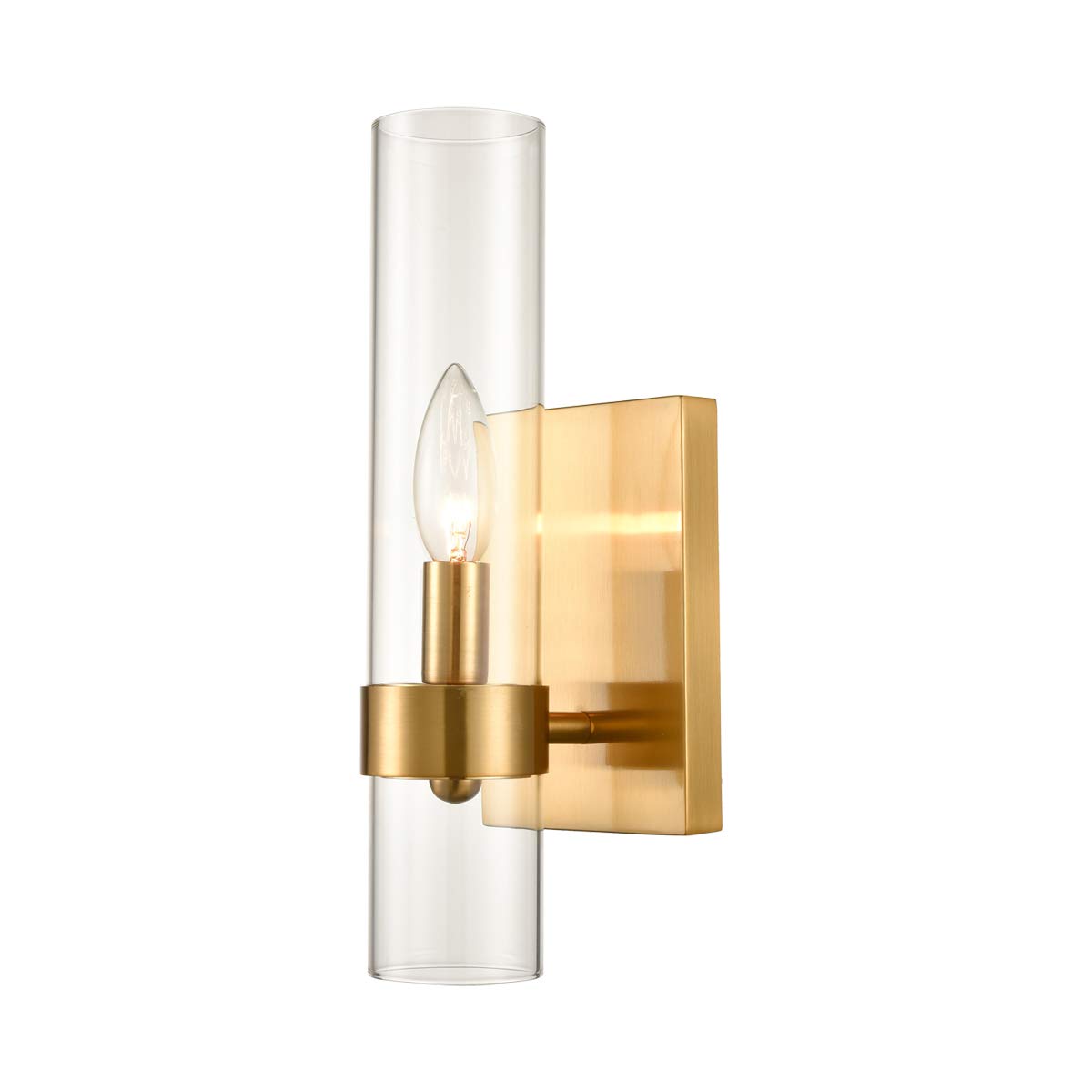 Brushed Gold Wall Sconce with Glass Shade - Single Light Fixture for Bedroom, Living Room, or Hallway Lighting