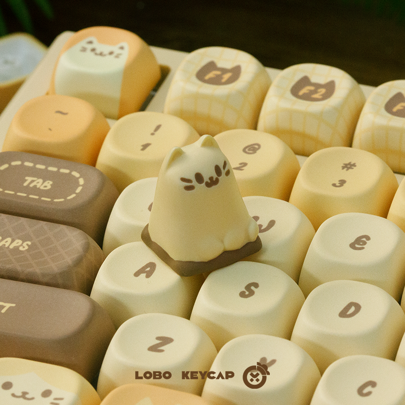 Custom MEOW Theme Resin Art Keycaps - Personalized Cat Design Mechanical Keyboard Keycaps for Gaming & Typing Enthusiasts