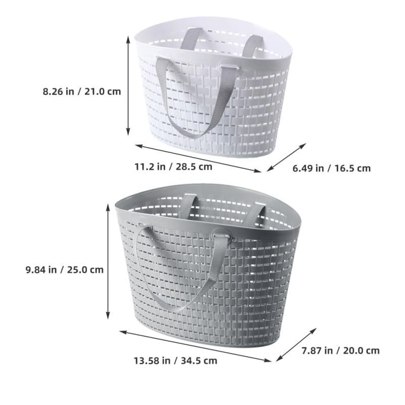 2-Pack Plastic Laundry Baskets & Storage Organizers - Multi-Purpose Foldable Hanging Baskets for Clothes, Eggs, Picnic, Bathroom & Home Organization (Hollow Design) - Perfect for Laundry Room, Kitchen, Dorm & Closet Storage